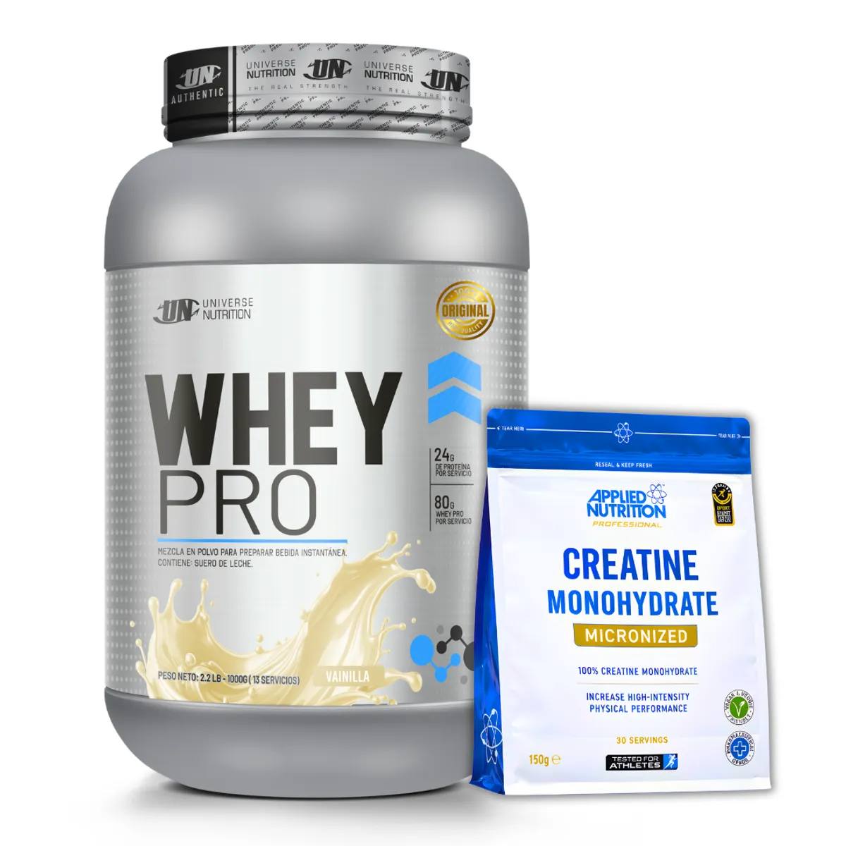 PROTEINA WHEY PRO 1 KG - VAINILLA + CREATINA APPLIED NUTRITION 150 G - 1