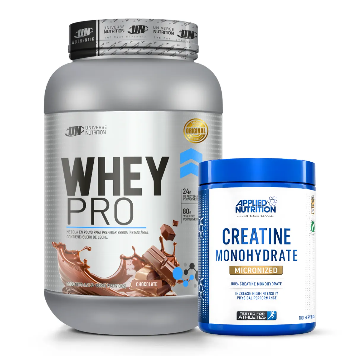 PROTEINA WHEY PRO 1 KG - CHOCOLATE + CREATINA APPLIED NUTRITION 500 G - 1