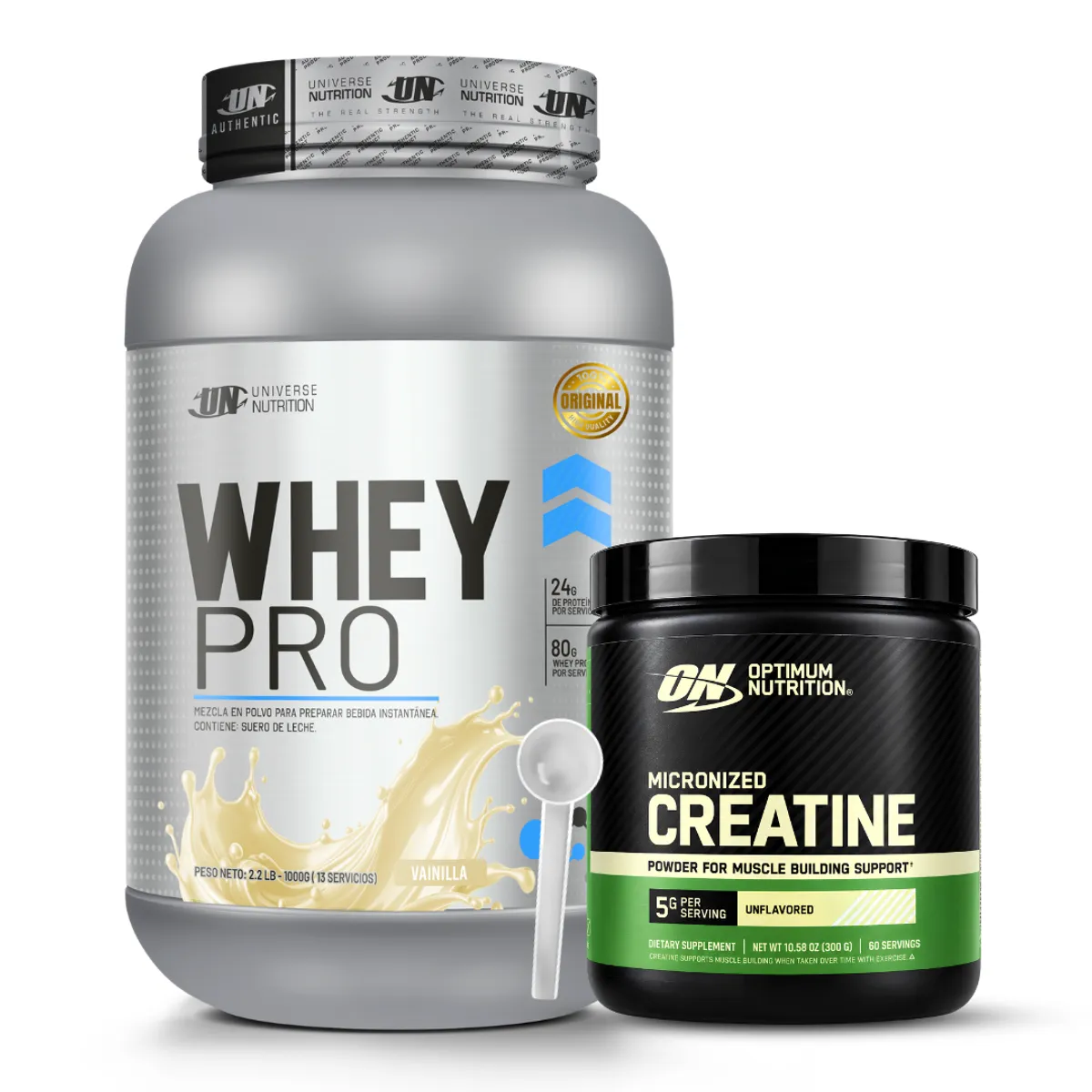 PROTEINA WHEY PRO 1 KG - VAINILLA + CREATINA OPTIMUM NUTRITION 300 G + SCOOP - 1