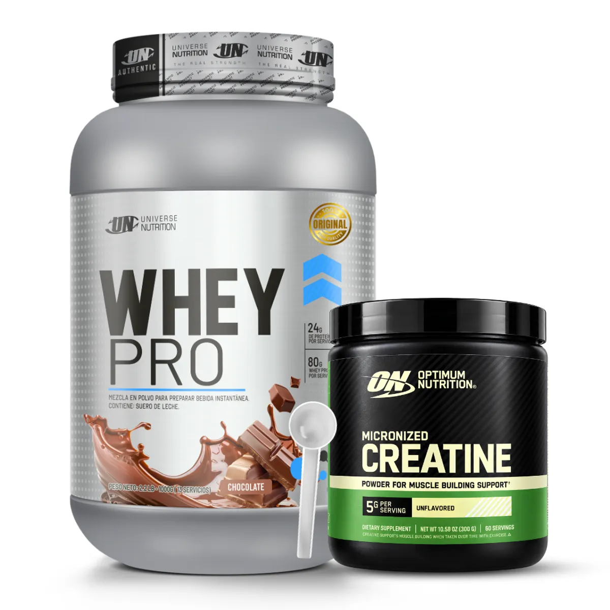 PROTEINA WHEY PRO 1 KG - CHOCOLATE + CREATINA OPTIMUM NUTRITION 300 G + SCOOP - 1