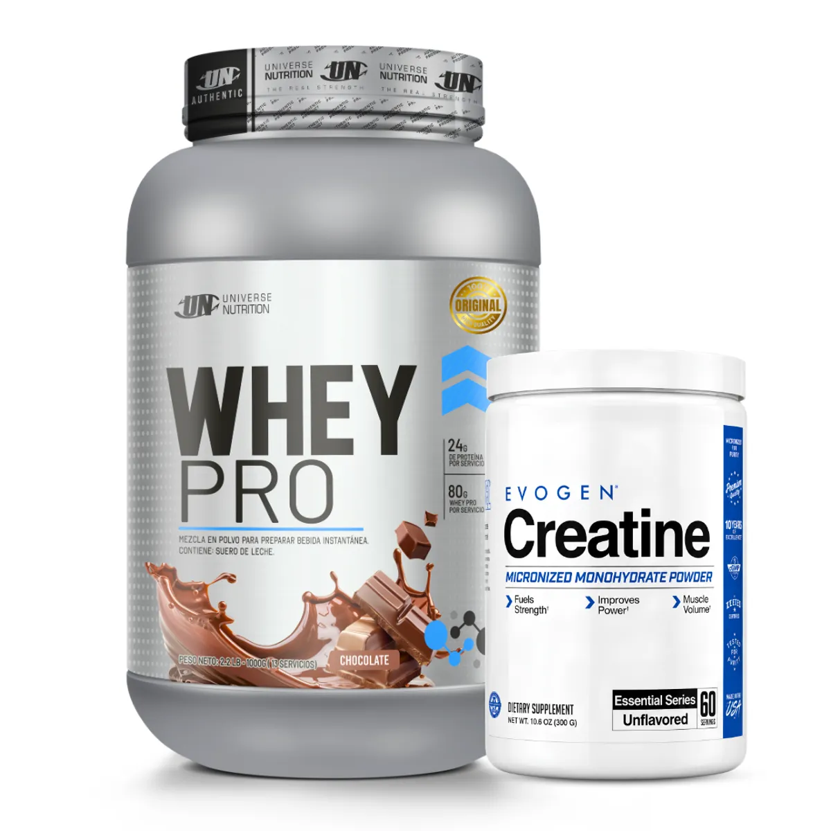 PROTEINA WHEY PRO 1 KG - CHOCOLATE + CREATINA EVOGEN 300 G - 1