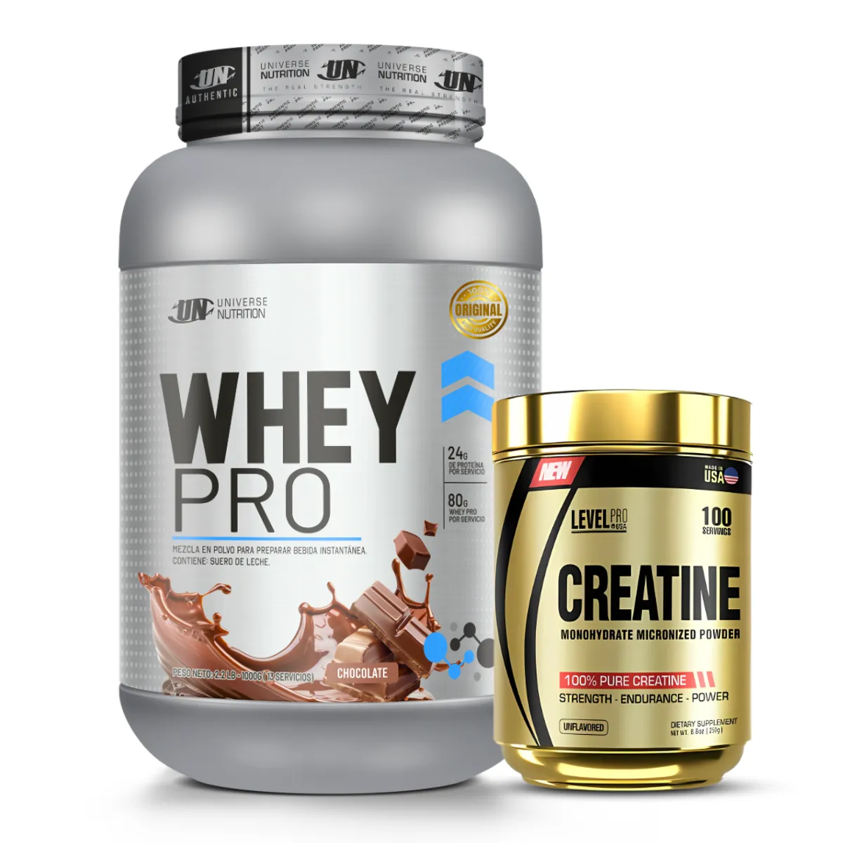 PROTEINA WHEY PRO 1 KG - CHOCOLATE + CREATINA LEVEL PRO 250 G - 1