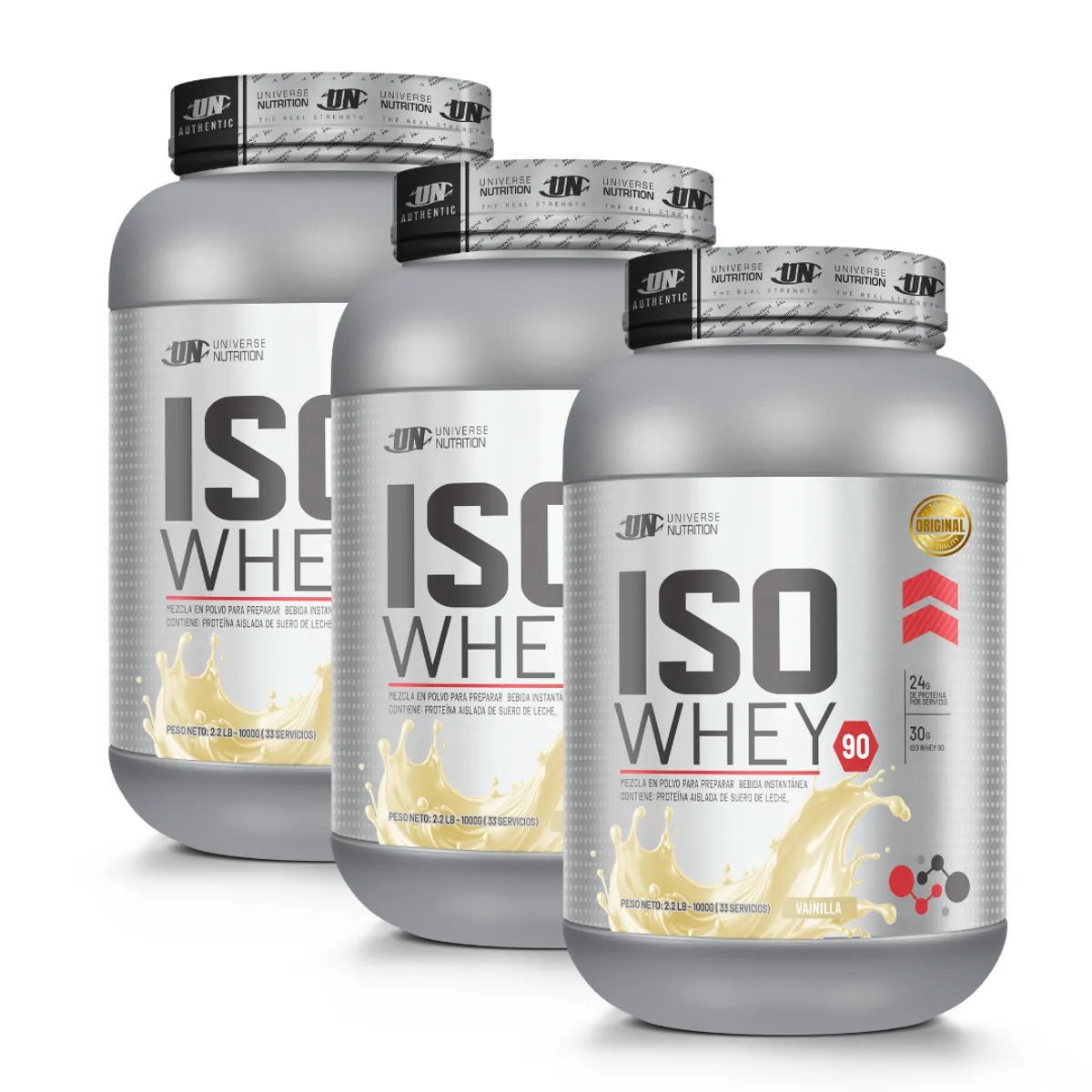 PACK X 03 - PROTEINA ISOLATADA ISO WHEY 90 1 KG - VAINILLA - 1