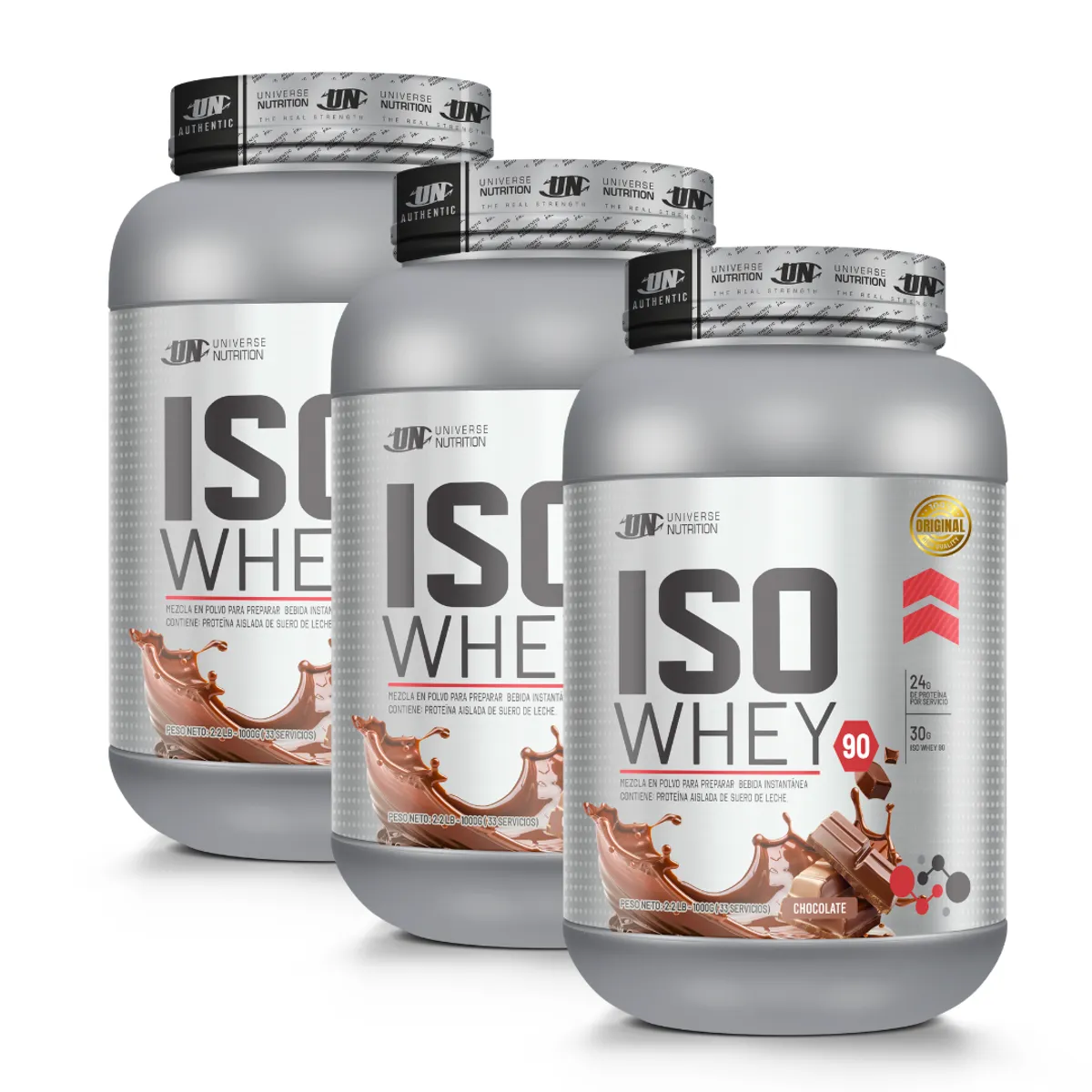 PACK X 03 - PROTEINA ISOLATADA ISO WHEY 90 1 KG – CHOCOLATE - 1