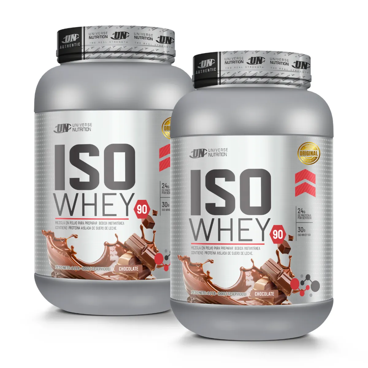 PACK X 02 - PROTEINA ISOLATADA ISO WHEY 90 1 KG – CHOCOLATE - 1