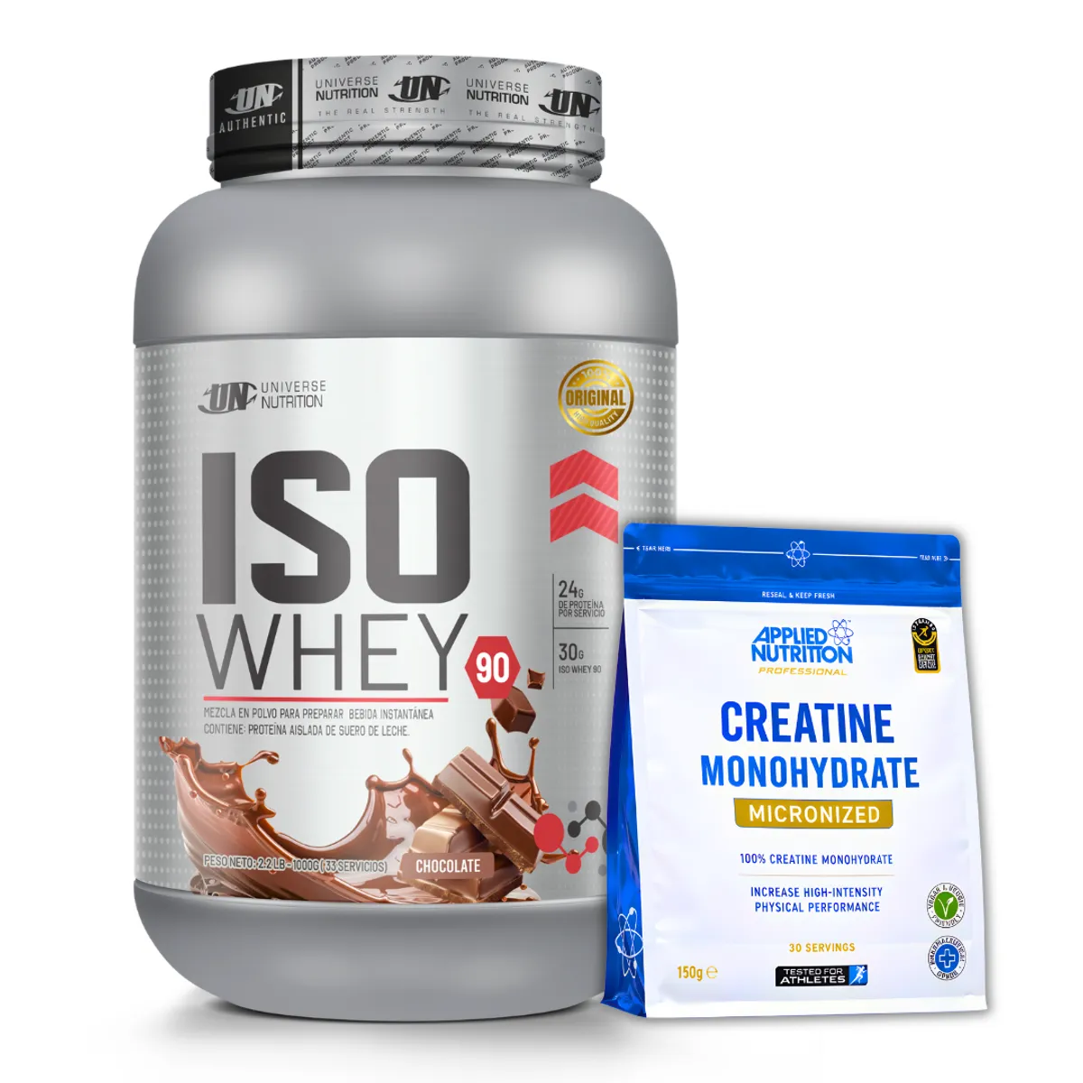 PROTEINA ISO WHEY 90 1 KG - CHOCOLATE + CREATINA APPLIED NUTRITION 150 G - 1
