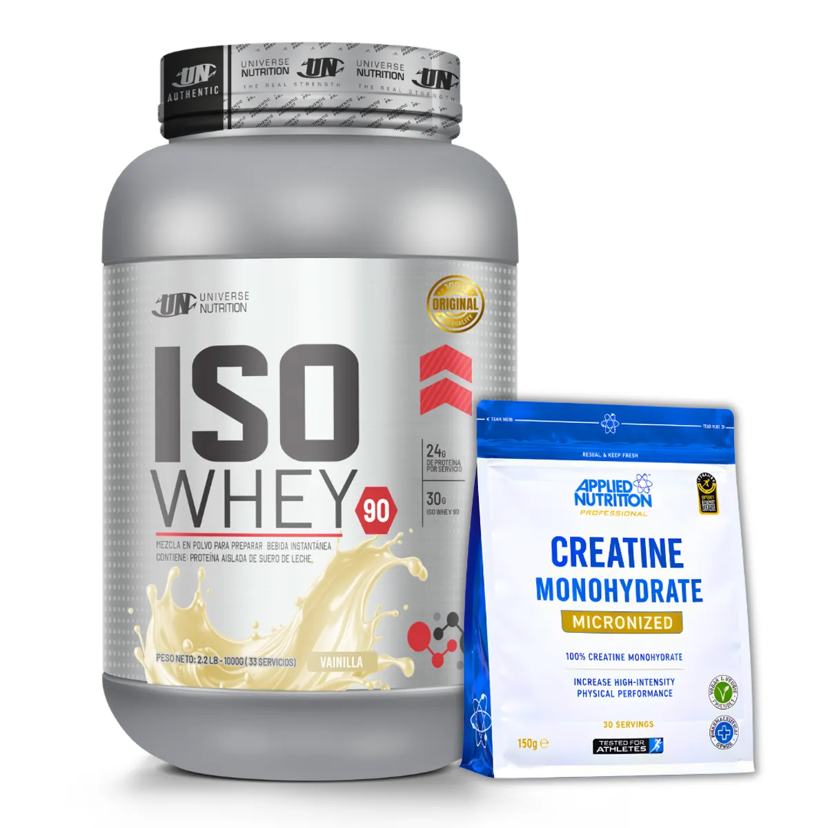 PROTEINA ISO WHEY 90 1 KG - VAINILLA + CREATINA APPLIED NUTRITION 150 G - 1