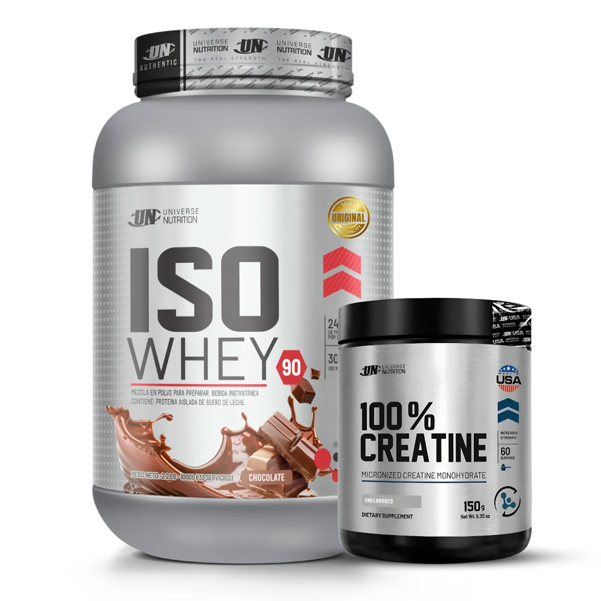 PROTEINA ISO WHEY 90 1 KG - CHOCOLATE + CREATINA UNIVERSE NURITION 150 G - 1
