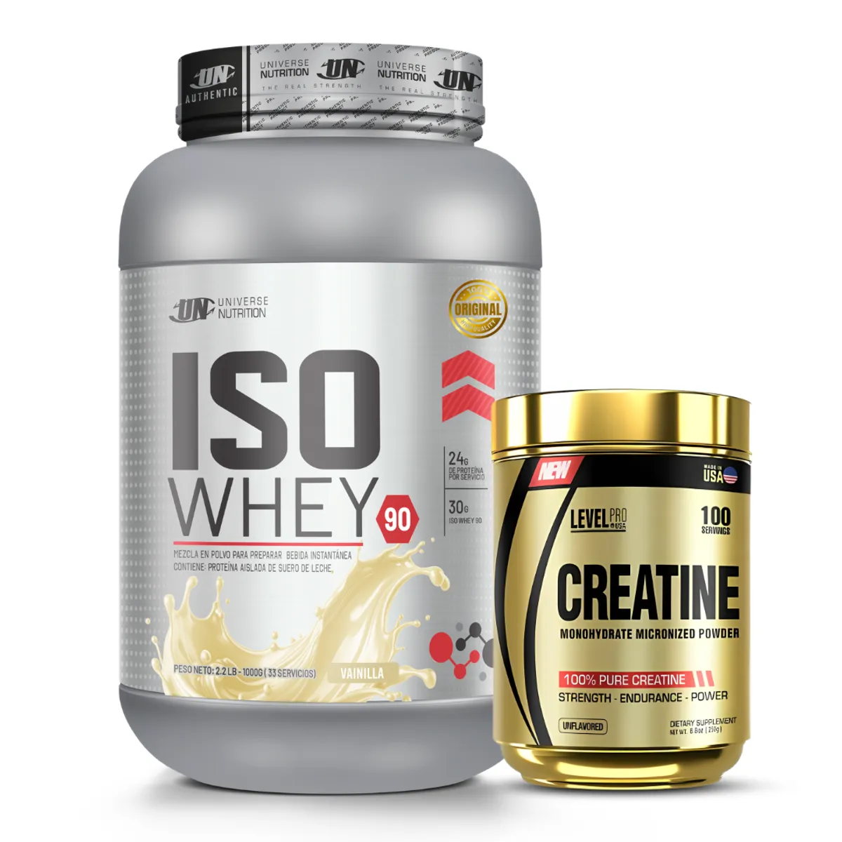 PROTEINA ISO WHEY 90 1 KG - VAINILLA + CREATINA LEVEL PRO 250 G - 1
