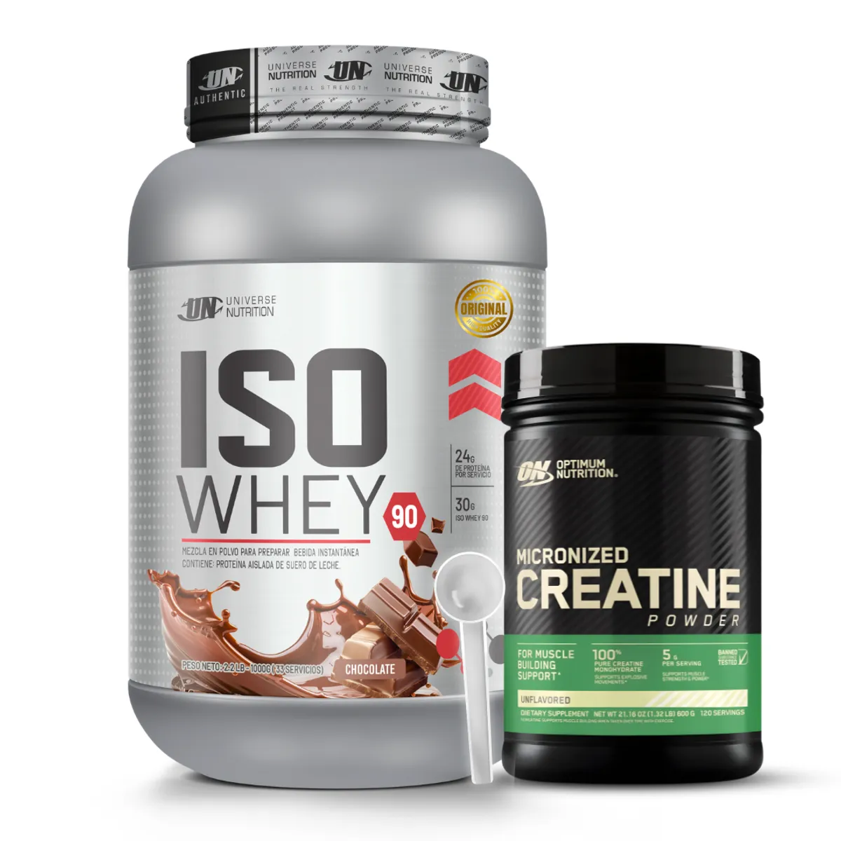 PROTEINA ISO WHEY 90 1 KG - CHOCOLATE + CREATINA OPTIMUM NUTRITION 600 G + SCOOP - 1
