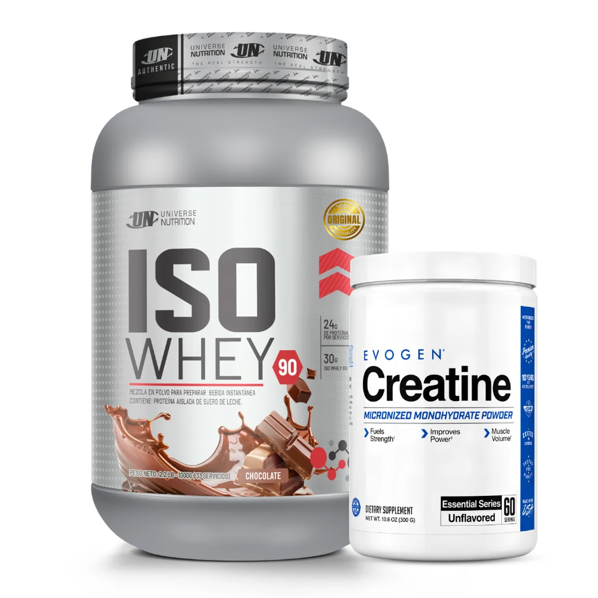 PROTEINA ISO WHEY 90 1 KG - CHOCOLATE + CREATINA EVOGEN 300 G - 1
