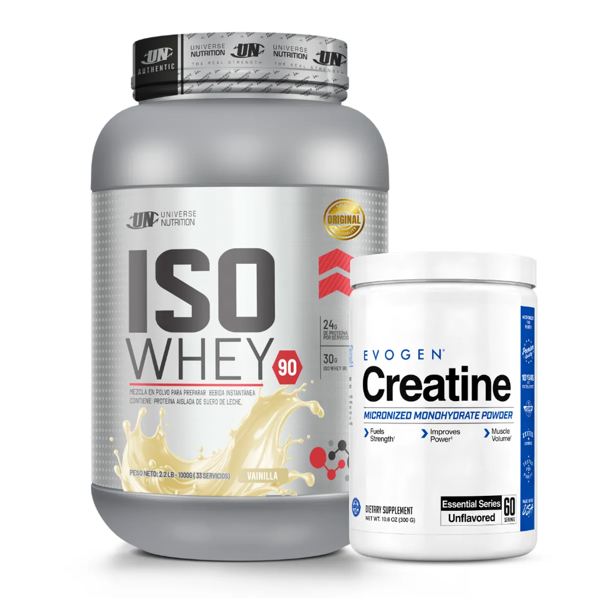 PROTEINA ISO WHEY 90 1 KG - VAINILLA + CREATINA EVOGEN 300 G - 1