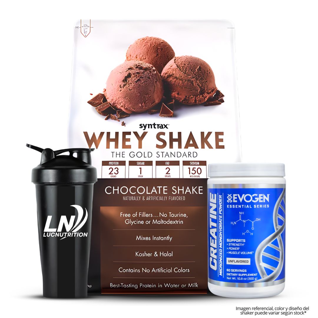 WHEY SHAKE 5 LB - PROTEINA SYNTRAX - CHOCOLATE SHAKE + CREATINA EVOGEN 300 G + SHAKER - 1