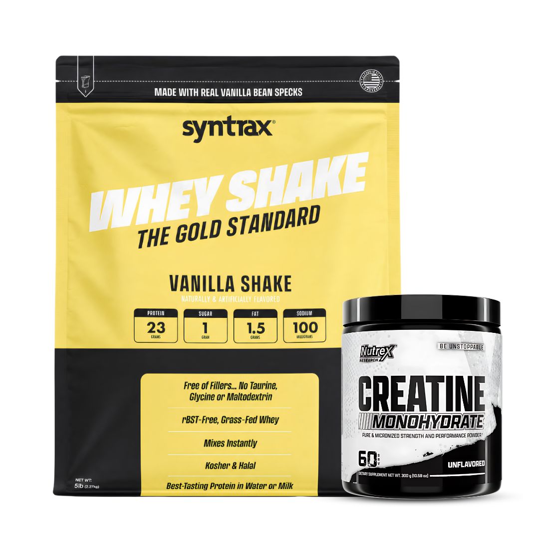 PROTEINA WHEY SHAKE 5 LB SYNTRAX - VAINILLA SHAKE + CREATINA NUTREX 300 G - 1
