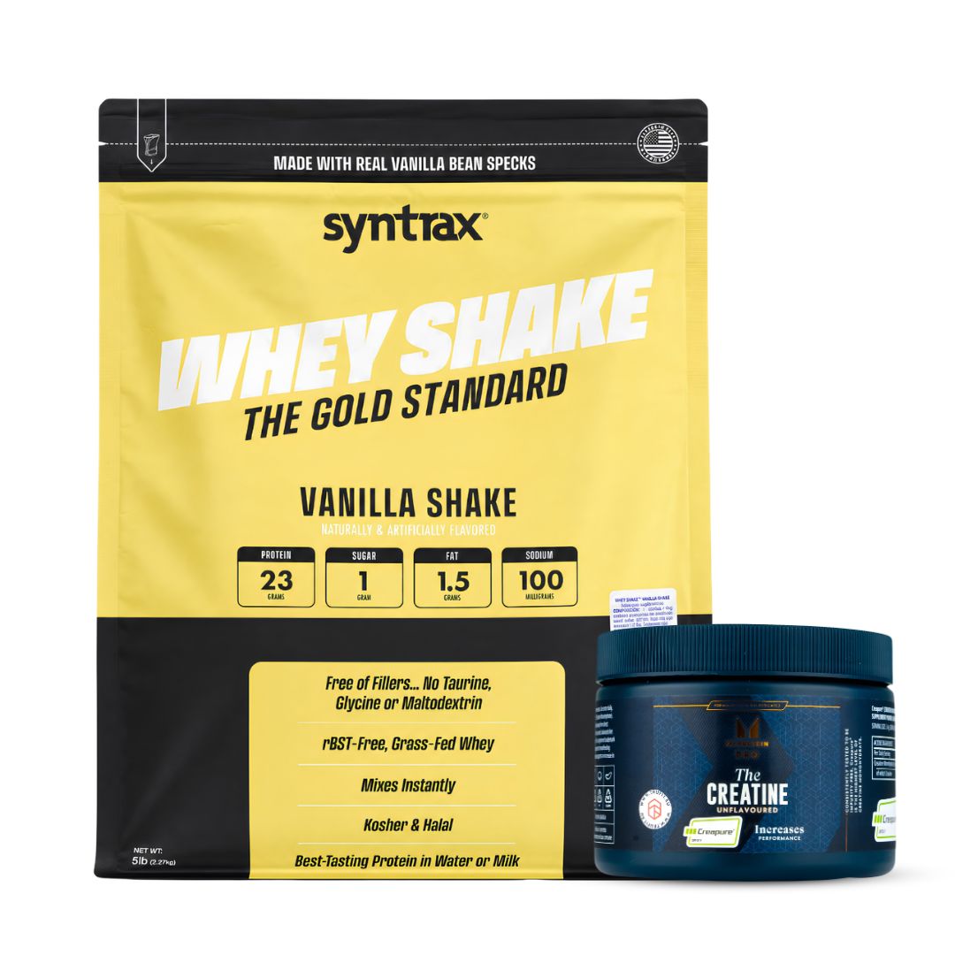 PROTEINA WHEY SHAKE 5 LB SYNTRAX - VAINILLA SHAKE + CREAPURE MYPROTEIN 250 G - 1
