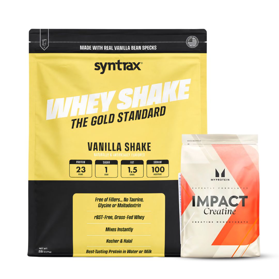 PROTEINA WHEY SHAKE 5 LB SYNTRAX - VAINILLA SHAKE + CREATINA MYPROTEIN 250 G - 1