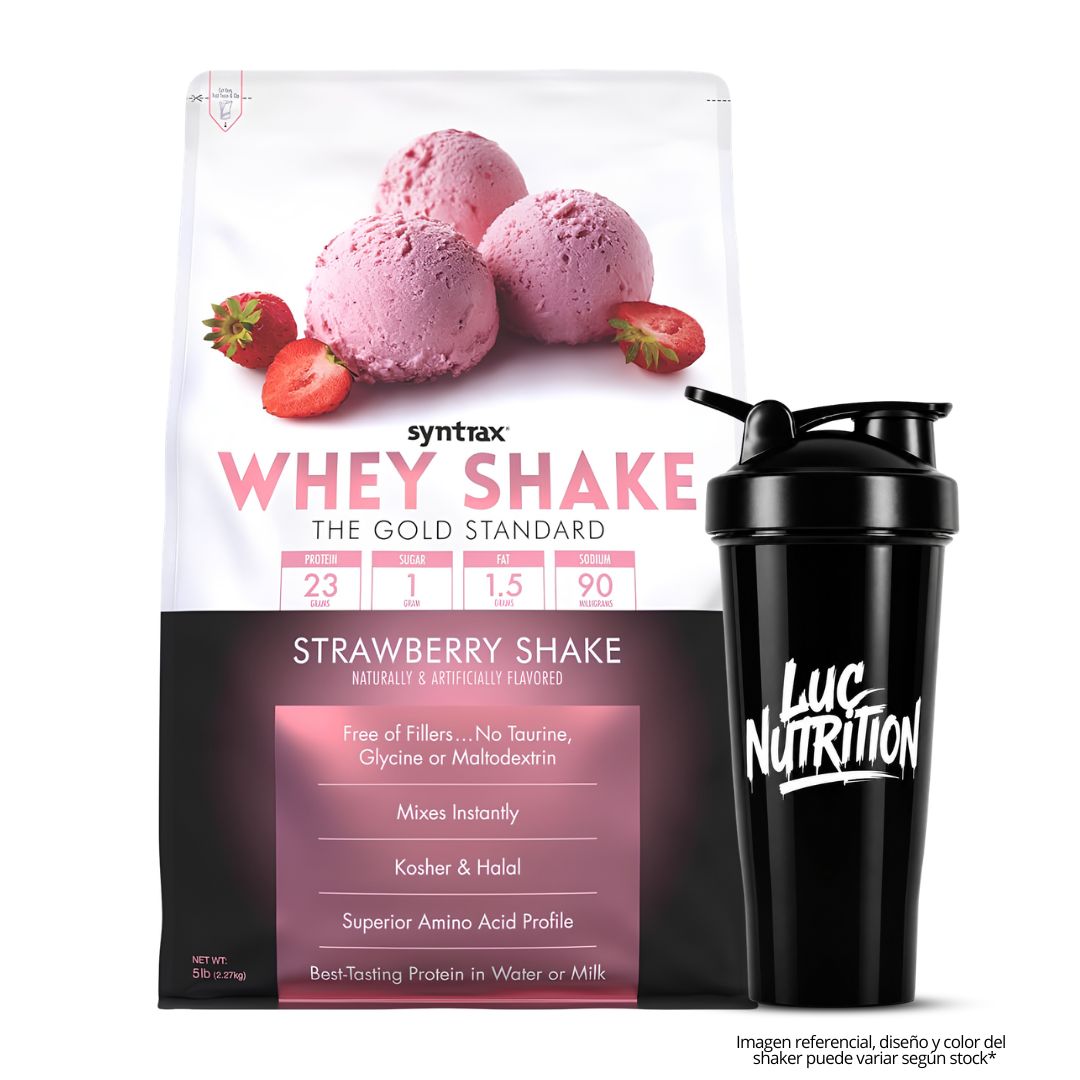 PROTEINA WHEY SHAKE 5 LB SYNTRAX - STRAWBERRY SHAKE + SHAKER - 1