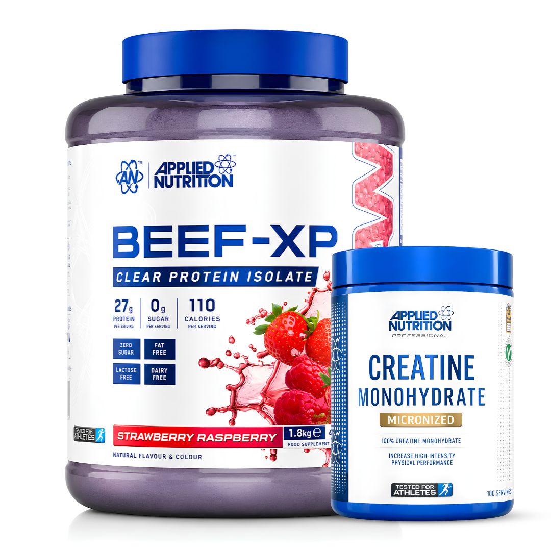 PROTEINA DE CARNE BEEF XP 1.8 KG - STRAWBERRY RASPBERRY + CREATINA APPLIED NUTRITION 500 G - 1