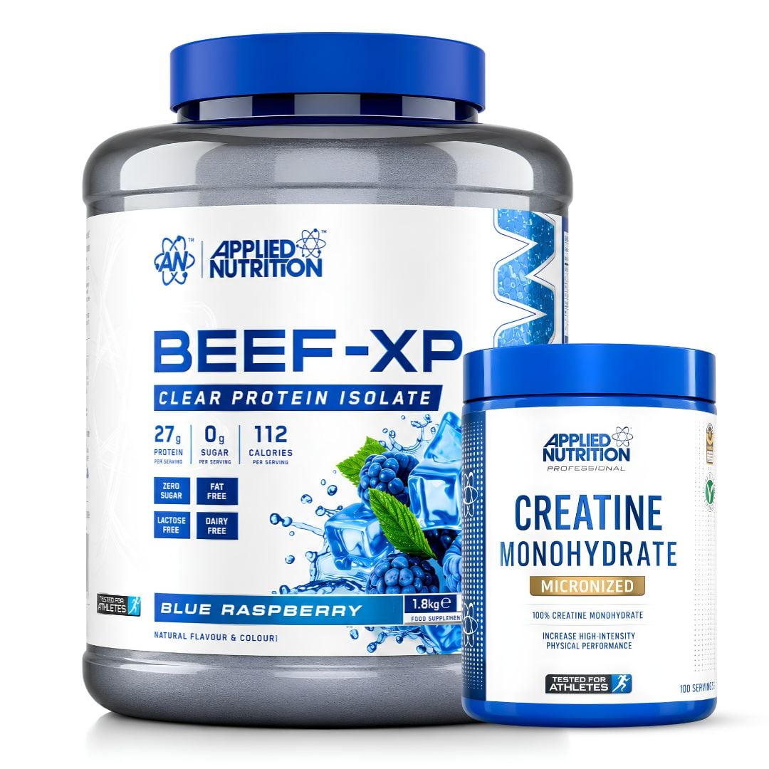 PROTEINA DE CARNE BEEF XP 1.8 KG - BLUE RASPBERRY + CREATINA APPLIED NUTRITION 500 G - 1