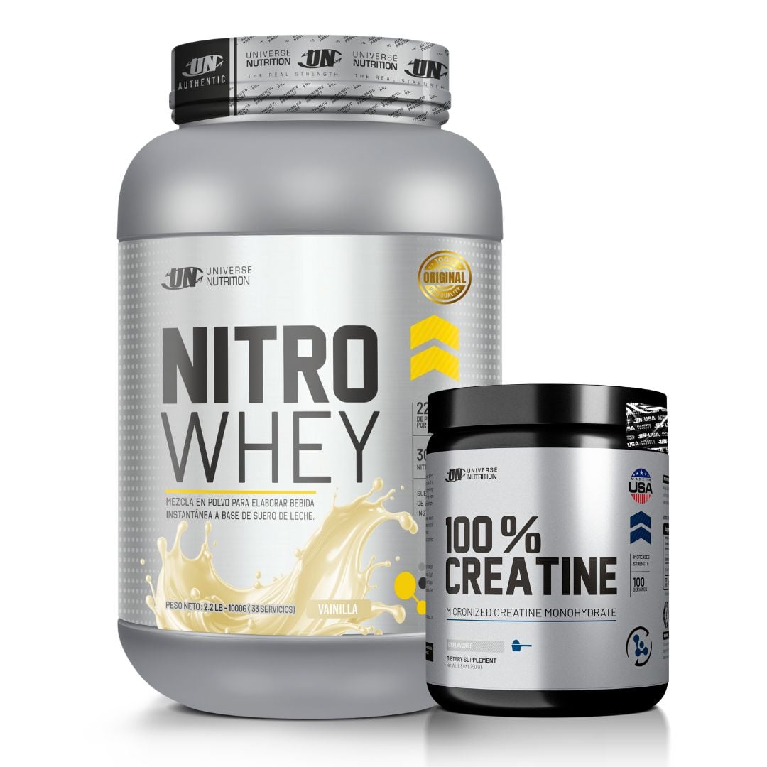PROTEINA NITRO WHEY 1 KG - VAINILLA + CREATINA UNIVERSE NUTRITION 250 G - 1