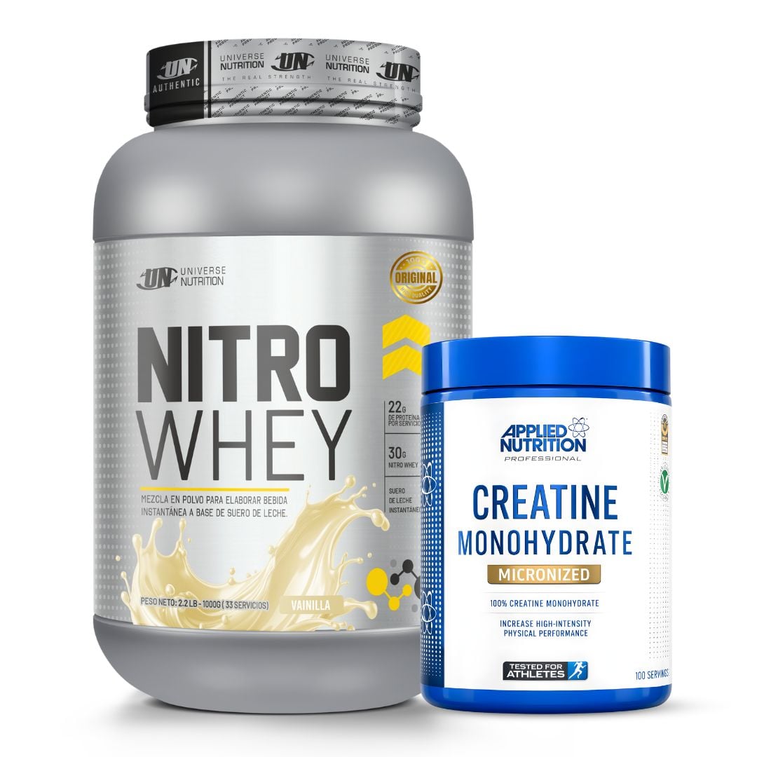 PROTEINA NITRO WHEY 1 KG - VAINILLA + CREATINA APPLIED NUTRITION 500 G - 1