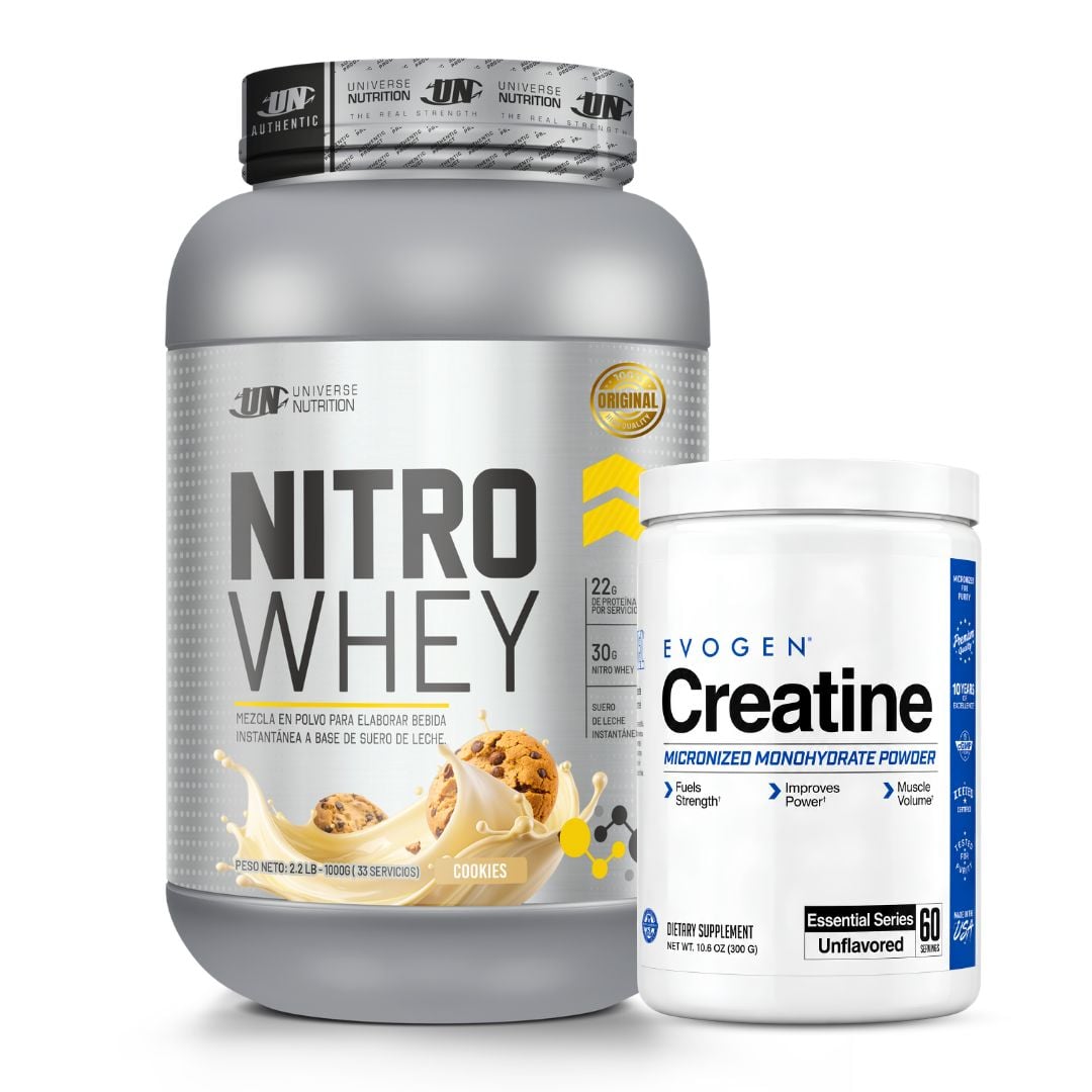 PROTEINA NITRO WHEY 1 KG - COOKIE AND CREAM + CREATINA EVOGEN 300 G - 1
