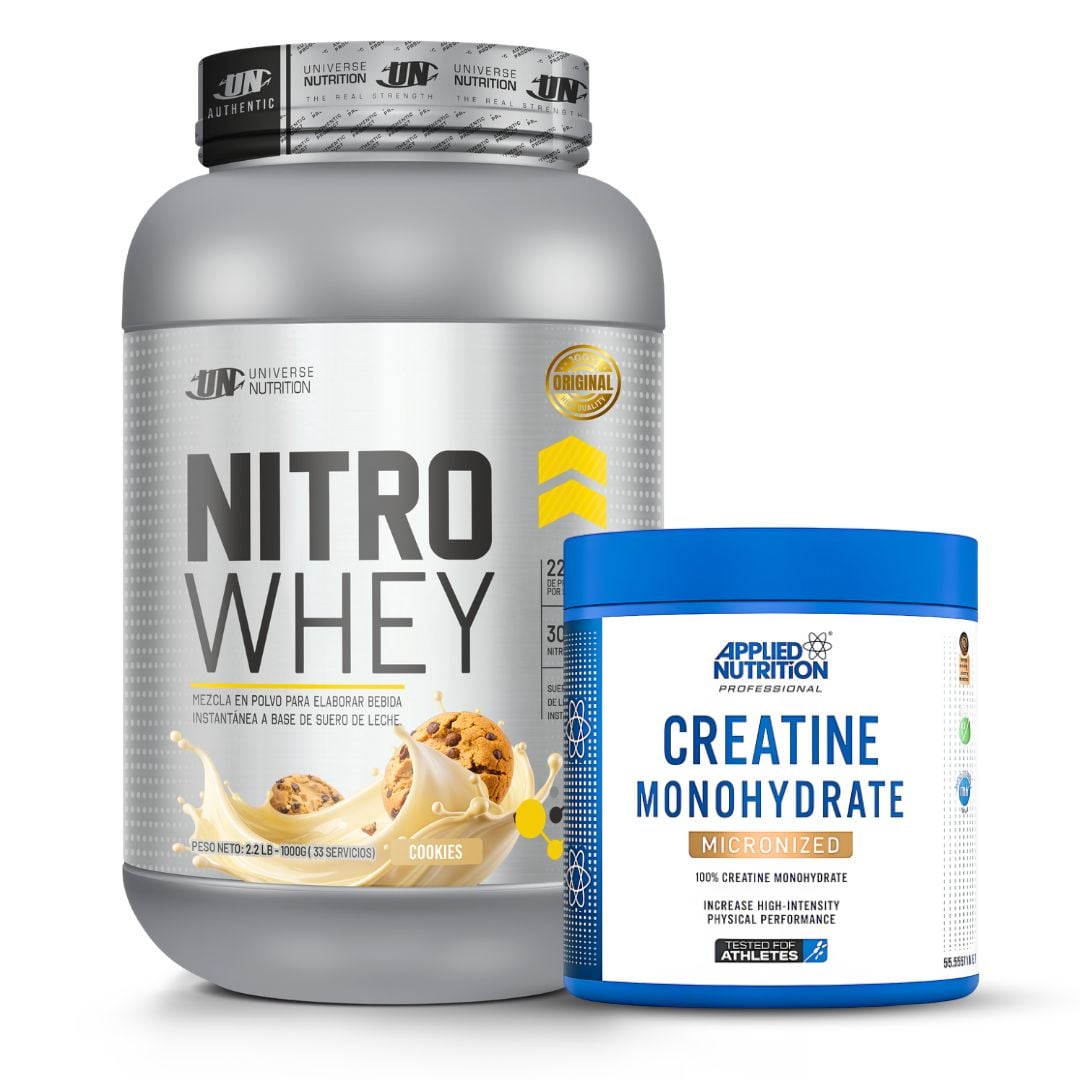 PROTEINA NITRO WHEY 1 KG - COOKIE AND CREAM + CREATINA APPLIED NUTRITION 250 G - 1