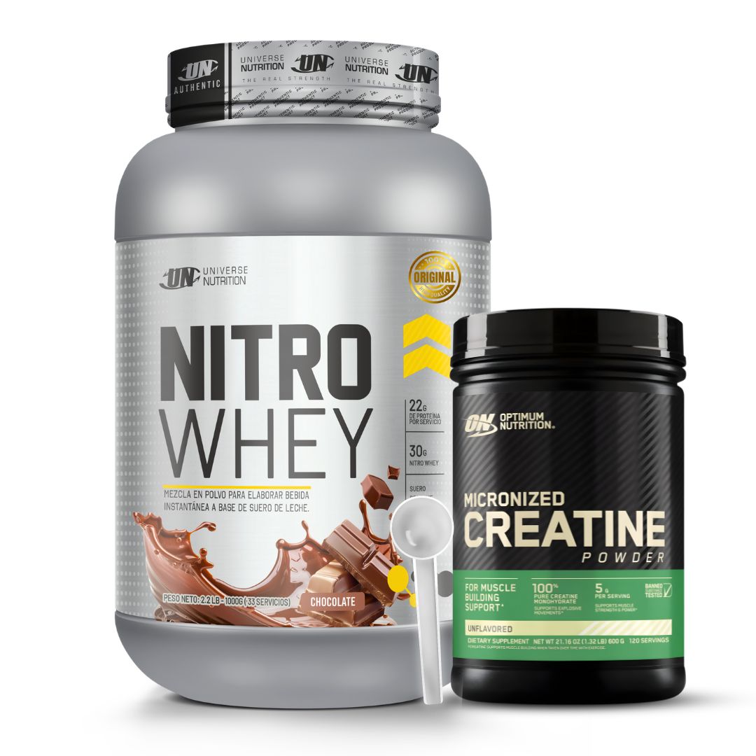 PROTEINA NITRO WHEY 1 KG - CHOCOLATE + CREATINA OPTIMUM NUTRITION 600 G + SCOOP - 1