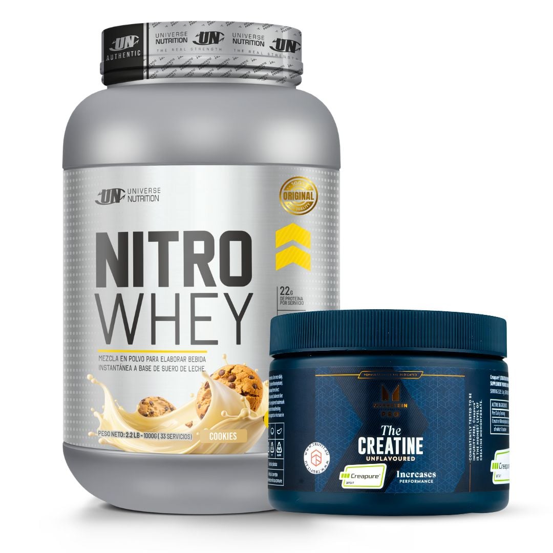 PROTEINA NITRO WHEY 1 KG - COOKIE AND CREAM + CREAPURE MYPROTEIN 250 G - 1