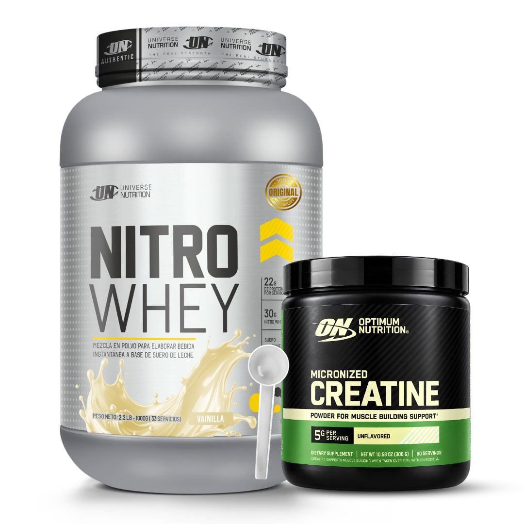 PROTEINA NITRO WHEY 1 KG - VAINILLA + CREATINA OPTIMUM NUTRITION 300 G + SCOOP - 1