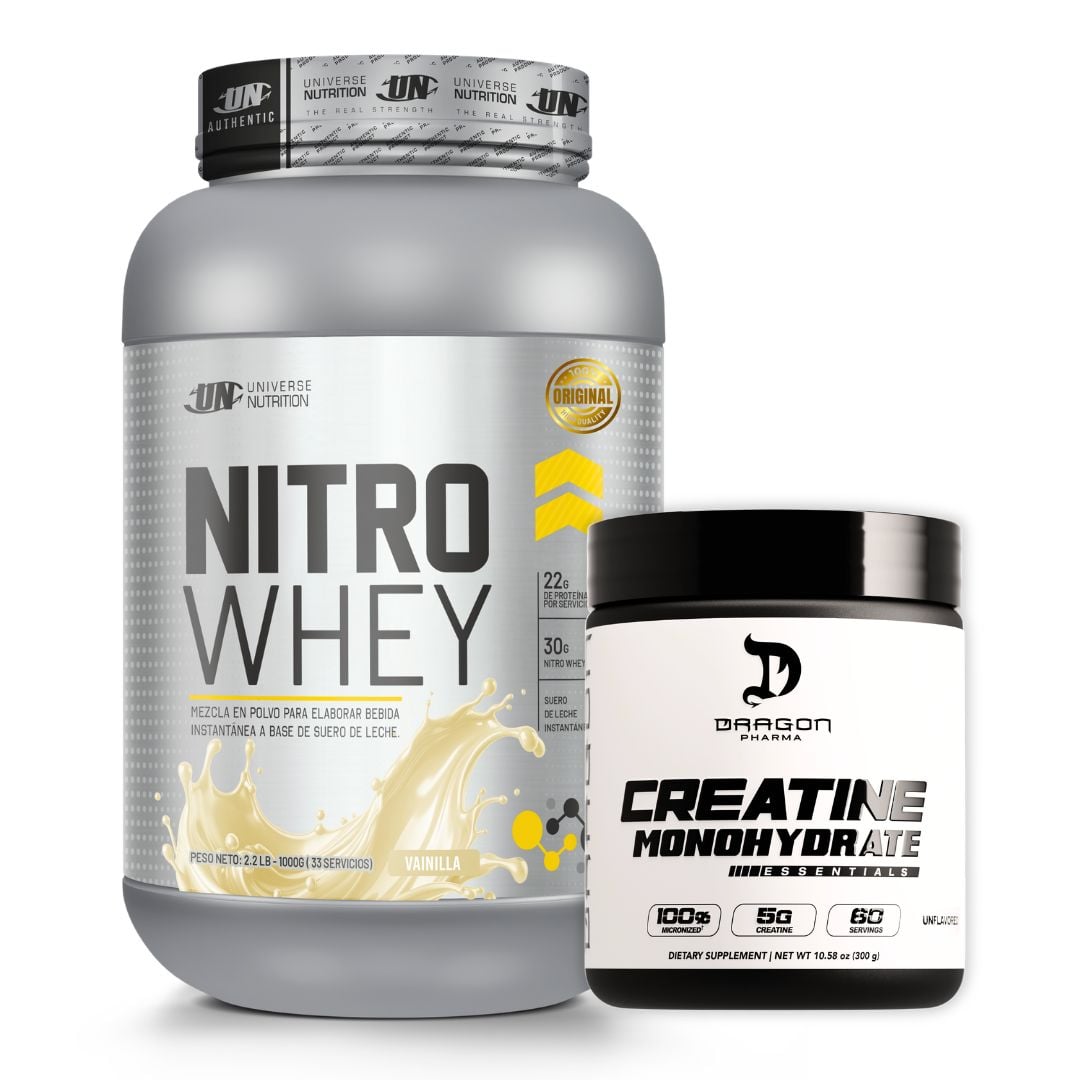 PROTEINA NITRO WHEY 1 KG - VAINILLA + CREATINA DRAGON PHARMA 300 G - 1
