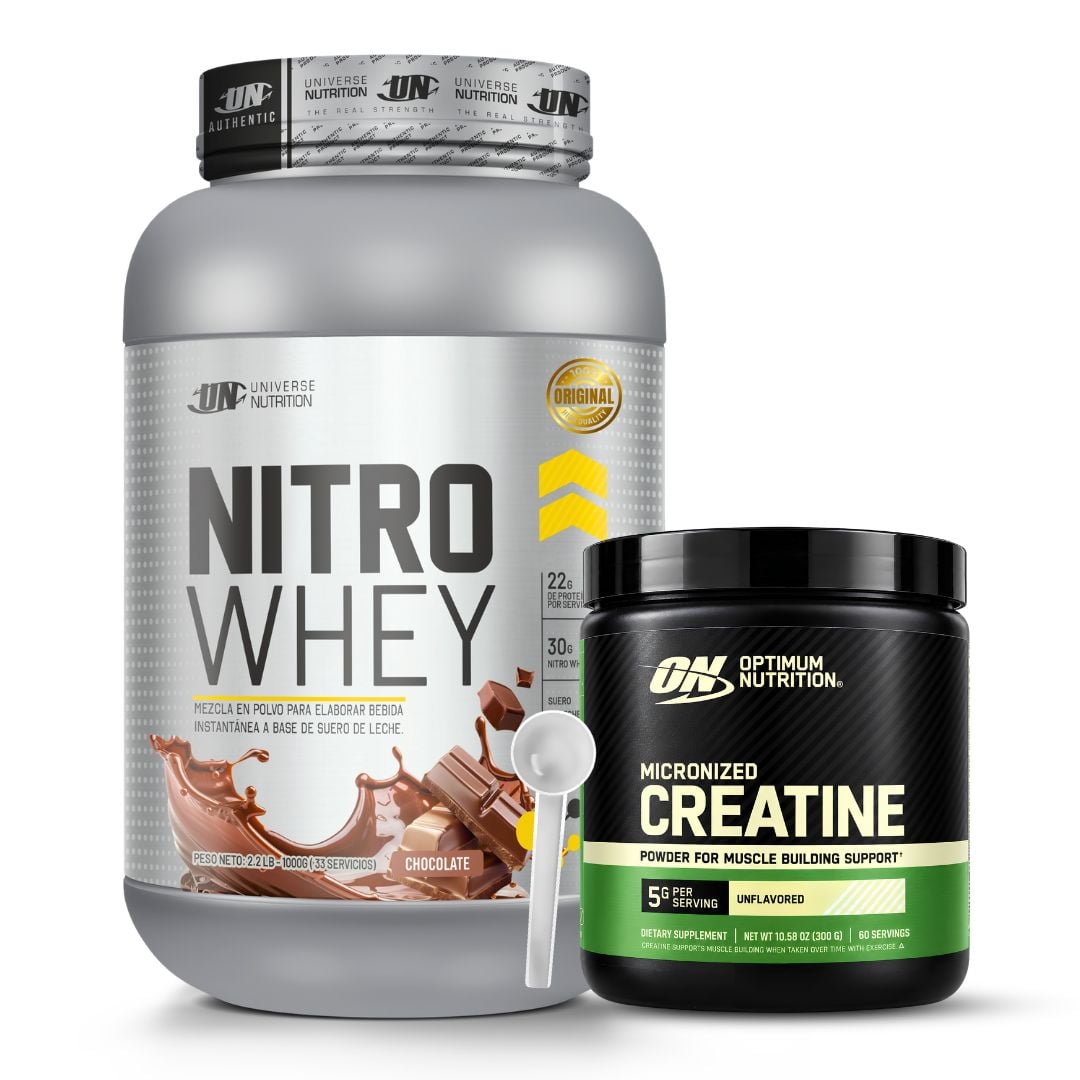 PROTEINA NITRO WHEY 1 KG - CHOCOLATE + CREATINA OPTIMUM NUTRITION 300 G + SCOOP - 1