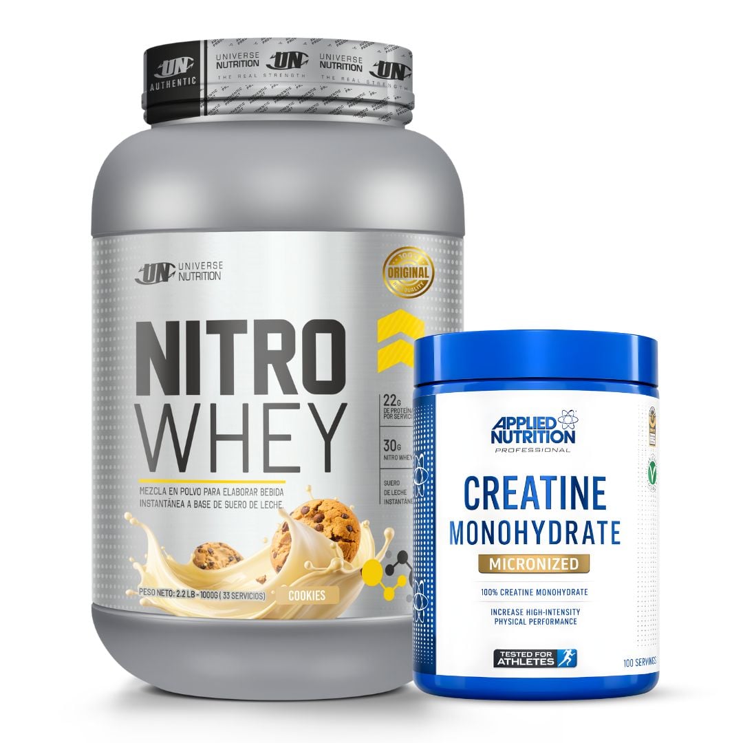 PROTEINA NITRO WHEY 1 KG - COOKIE AND CREAM + CREATINA APPLIED NUTRITION 500 G - 1