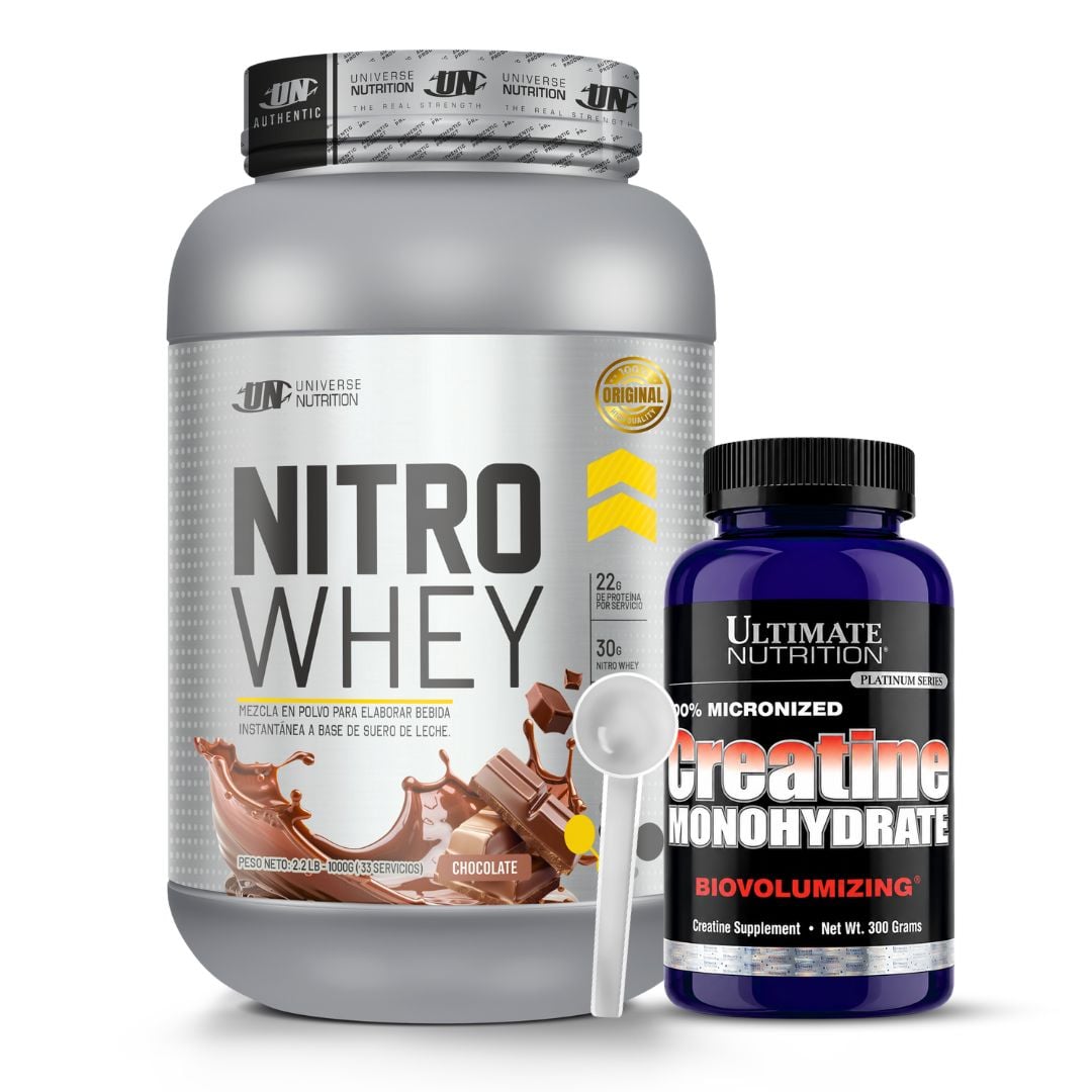 PROTEINA NITRO WHEY 1 KG - CHOCOLATE + CREATINA ULTIMATE NUTRITION 300 G + SCOOP - 1