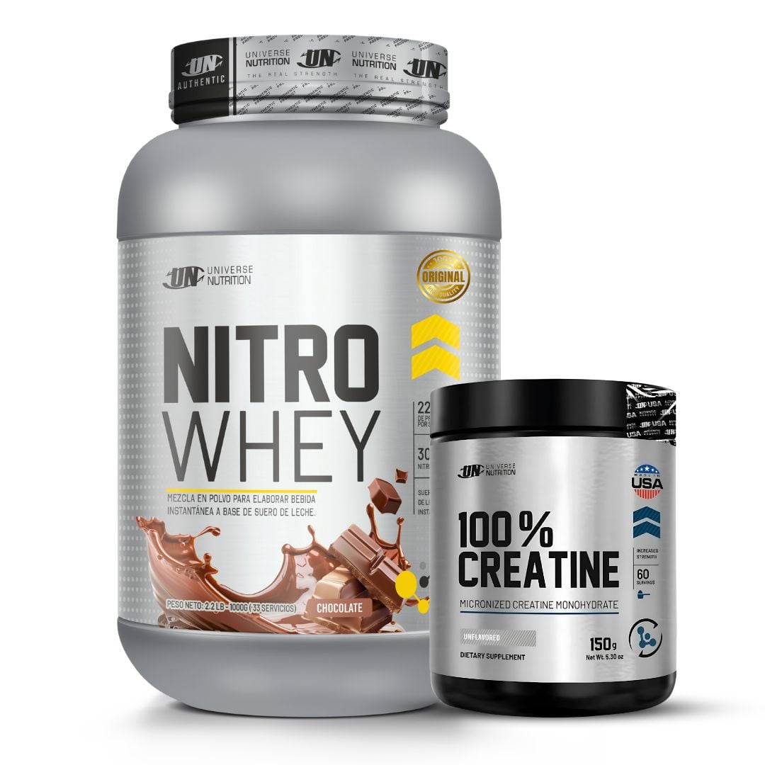 PROTEINA NITRO WHEY 1 KG - CHOCOLATE + CREATINA UNIVERSE NUTRITION 150 G - 1