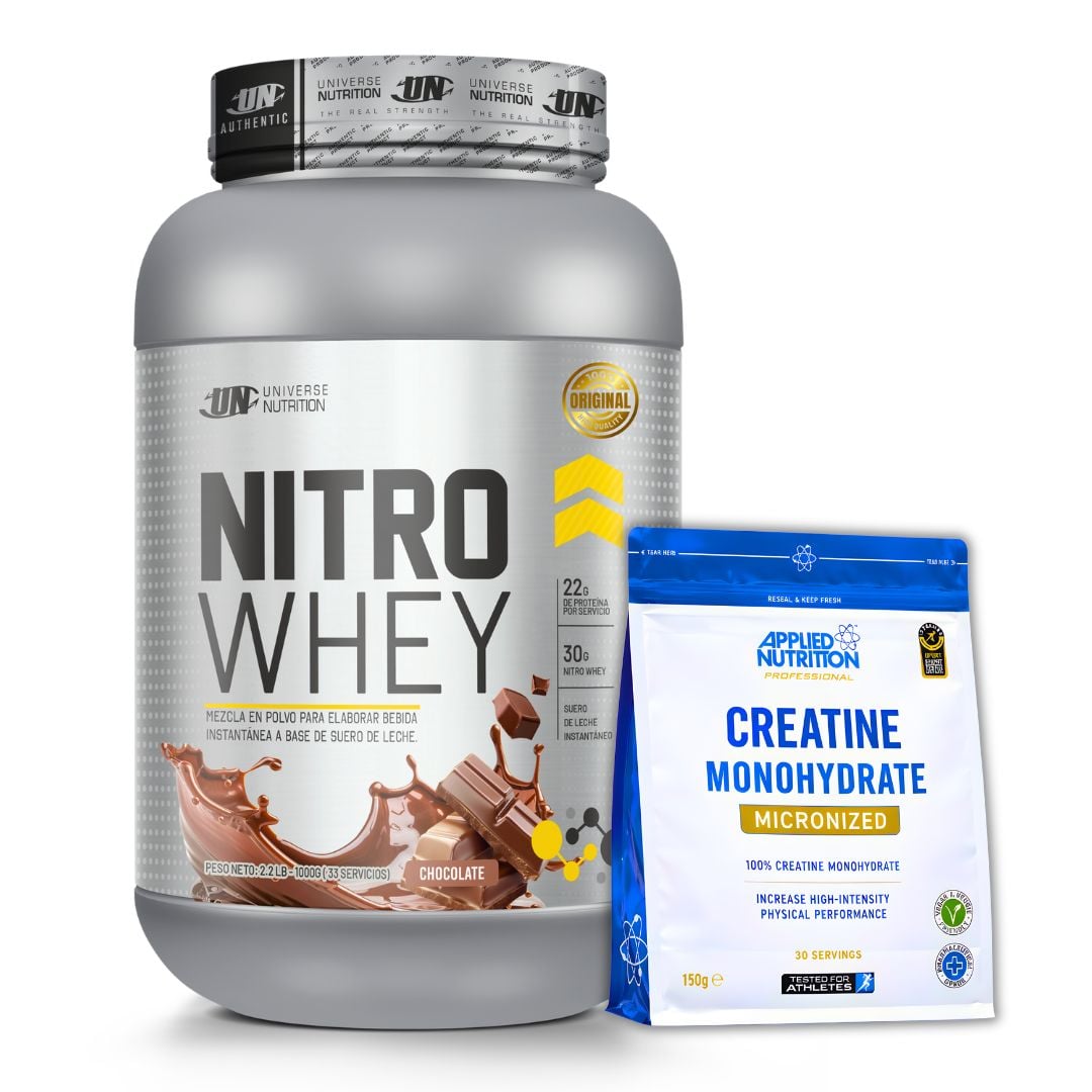 PROTEINA NITRO WHEY 1 KG - CHOCOLATE + CREATINA APPLIED NUTRITION 150 G - 1