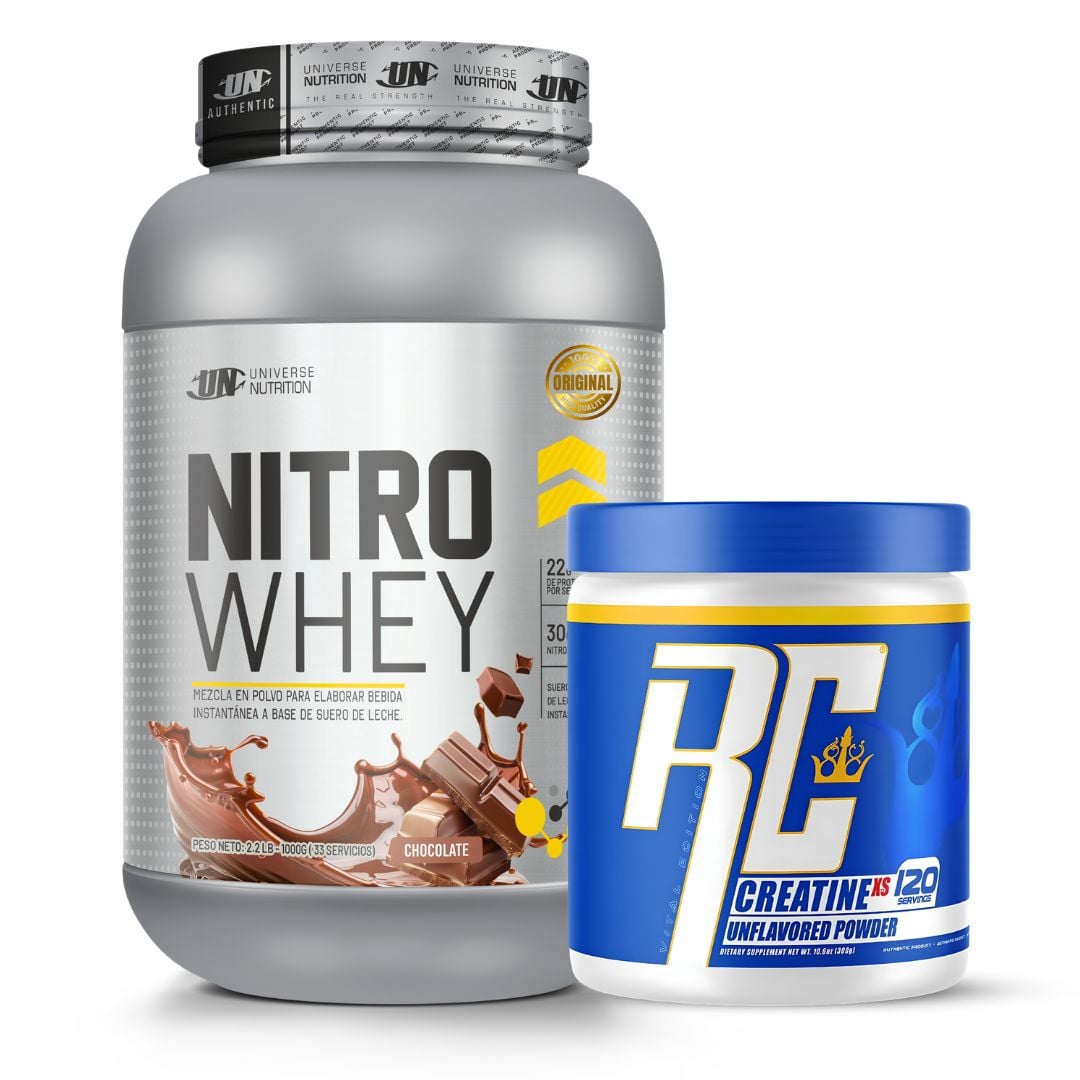 PROTEINA NITRO WHEY 1 KG - CHOCOLATE + CREATINA RONNIE COLEMAN 300 G - 1