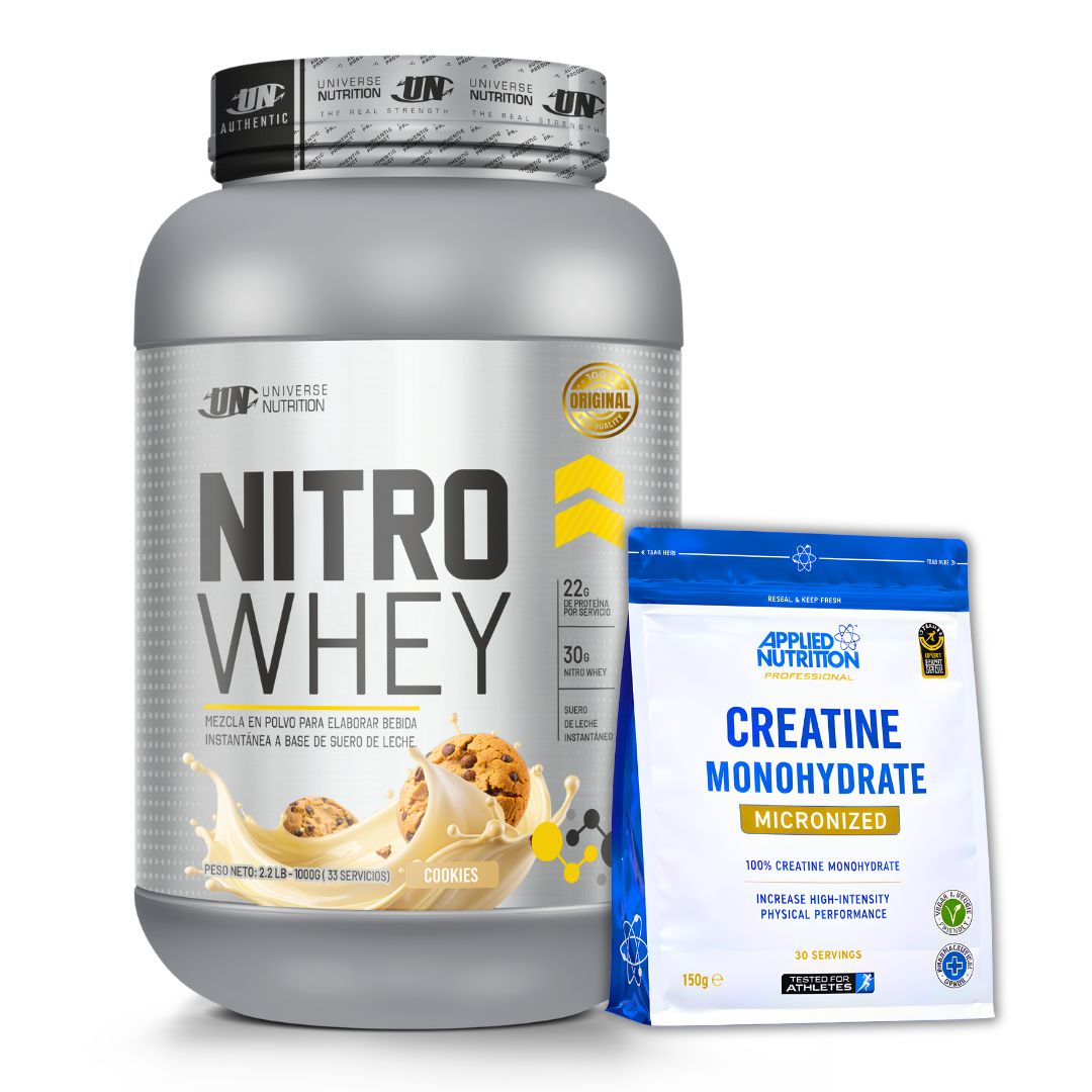 PROTEINA NITRO WHEY 1 KG - COOKIE AND CREAM + CREATINA APPLIED NUTRITION 150 G - 1