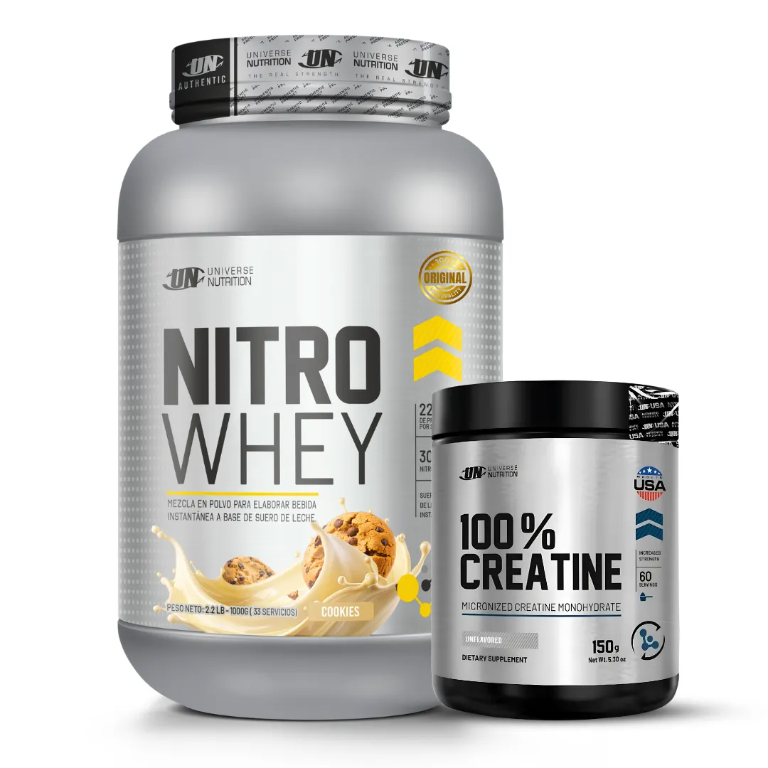 PROTEINA NITRO WHEY 1 KG - COOKIE AND CREAM + CREATINA UNIVERSE NUTRITION 150 G - 1
