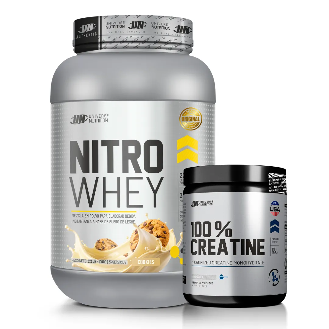 PROTEINA NITRO WHEY 1 KG - COOKIE AND CREAM + CREATINA UNIVERSE NUTRITION 250 G - 1
