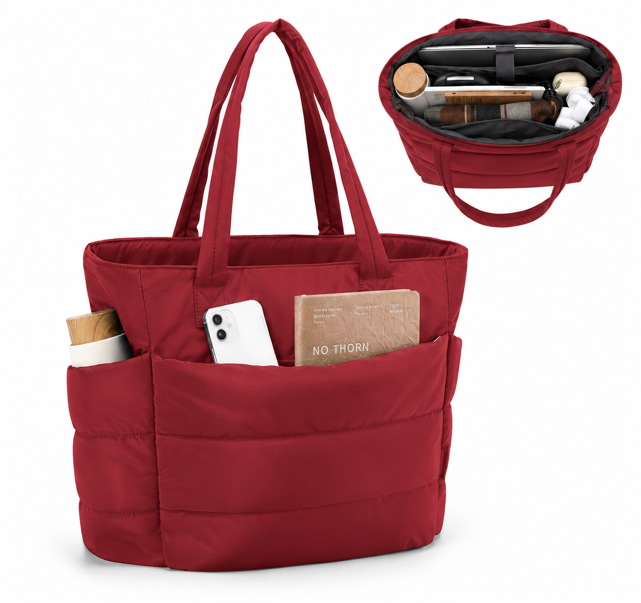 BOLSOS PUFFER TIPO TOTE BAGS PARA DAMA PORTALAPTOP - 1