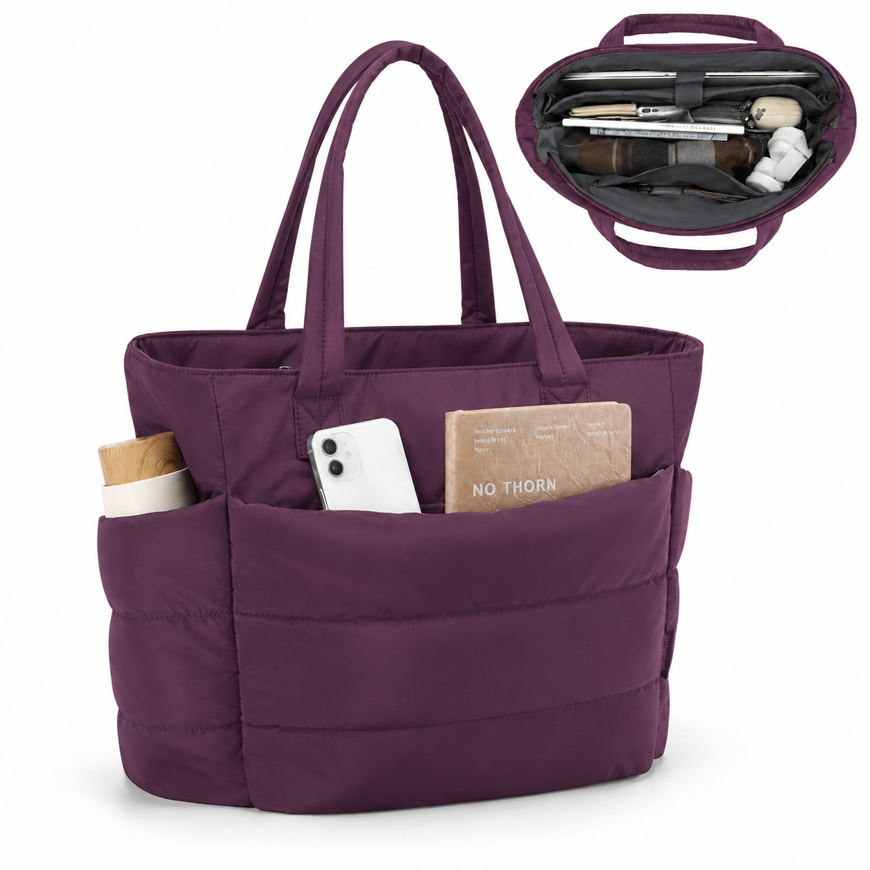 BOLSOS PUFFER TIPO TOTE BAGS PARA DAMA PORTALAPTOP - 1