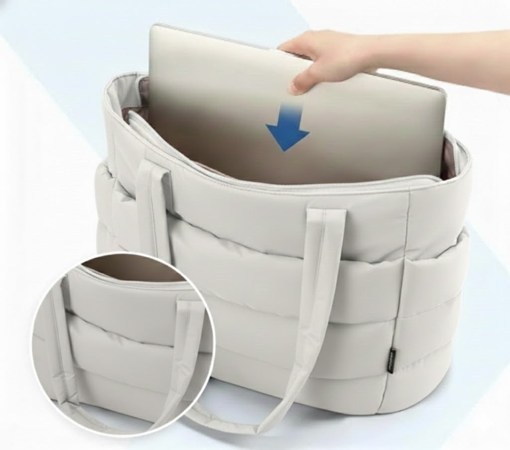 BOLSOS PUFFER TIPO TOTE BAGS PARA DAMA PORTALAPTOP - 2