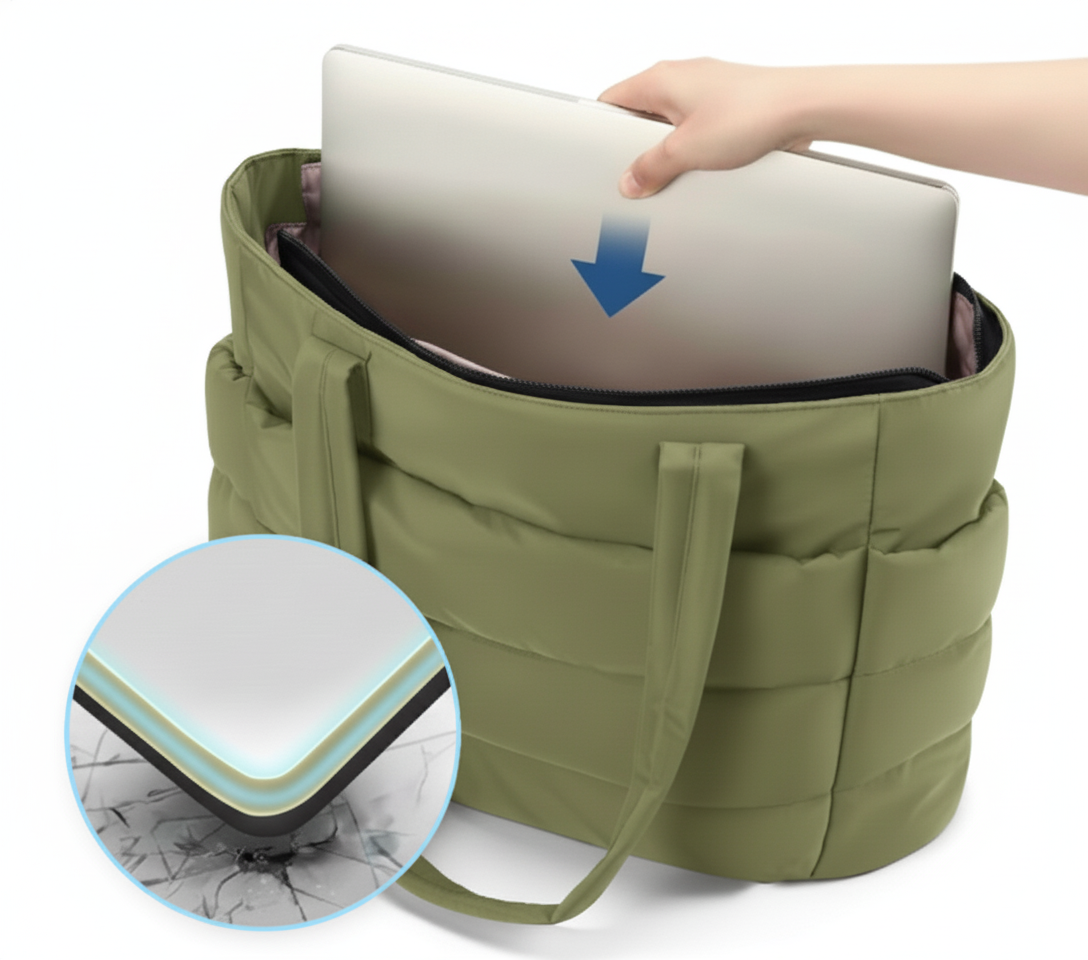 BOLSOS PUFFER TIPO TOTE BAGS PARA DAMA PORTALAPTOP - 4