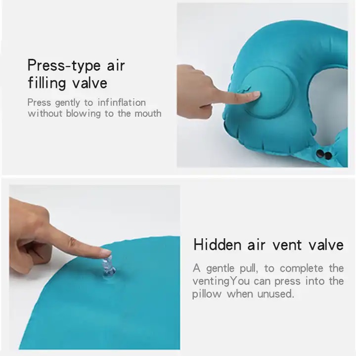 ALMOHADA PARA VIAJE O COLLARIN - INFLABLE CON BOMBA DE AIRE - 4