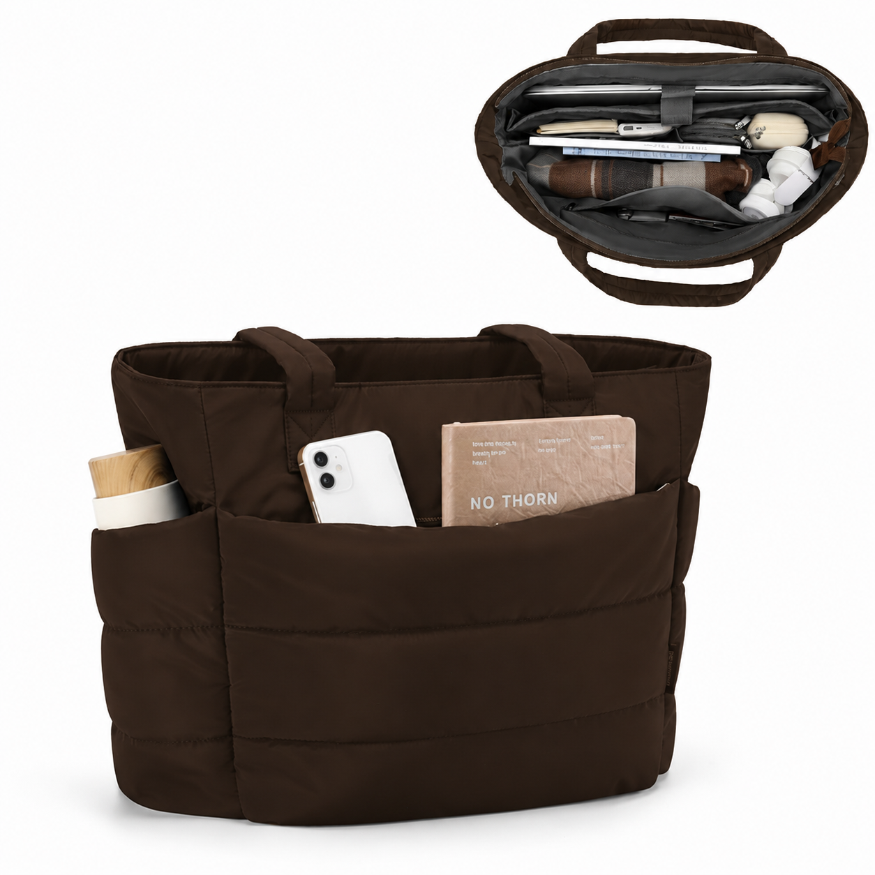 BOLSOS PUFFER TIPO TOTE BAGS PARA DAMA PORTALAPTOP - 1