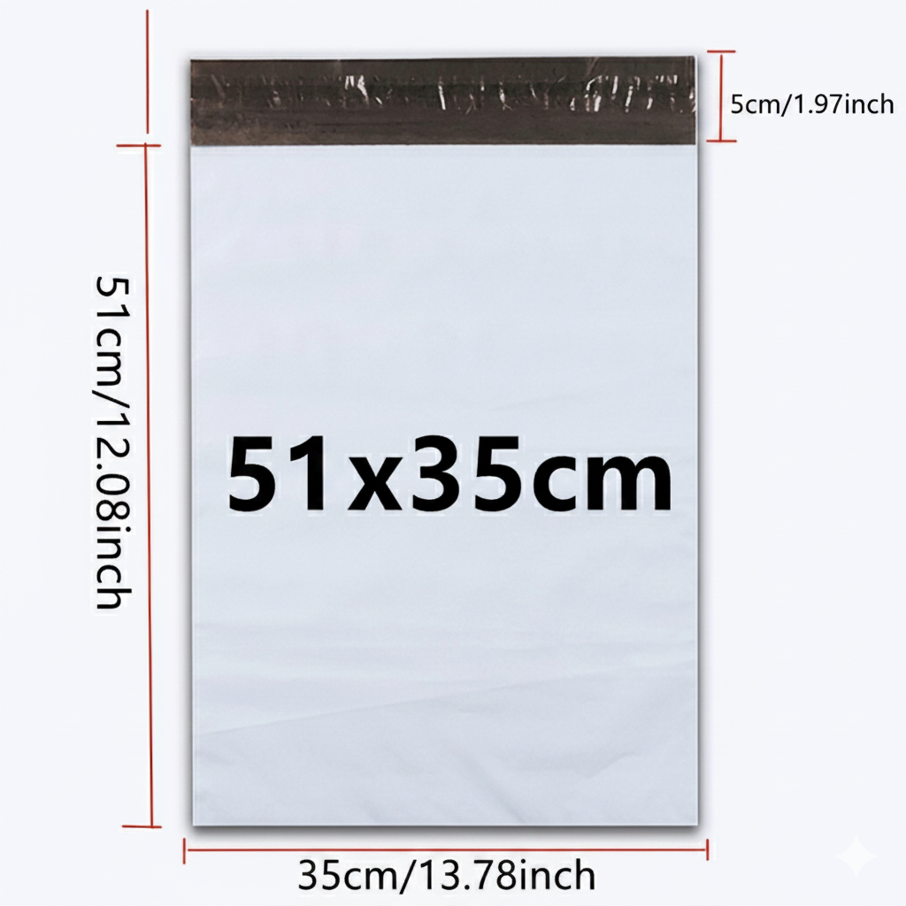 50 BOLSAS DE POLIETILENO PARA ENVIOS ECOMMERCE Y COURIER 51X35 CM BLANCO - EMBALAJE - 3