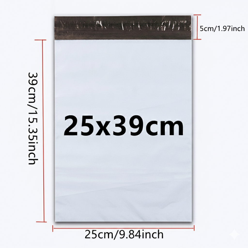 50 BOLSAS DE POLIETILENO PARA ENVIOS ECOMMERCE Y COURIER 39X25 CM BLANCO - EMBALAJE - 3