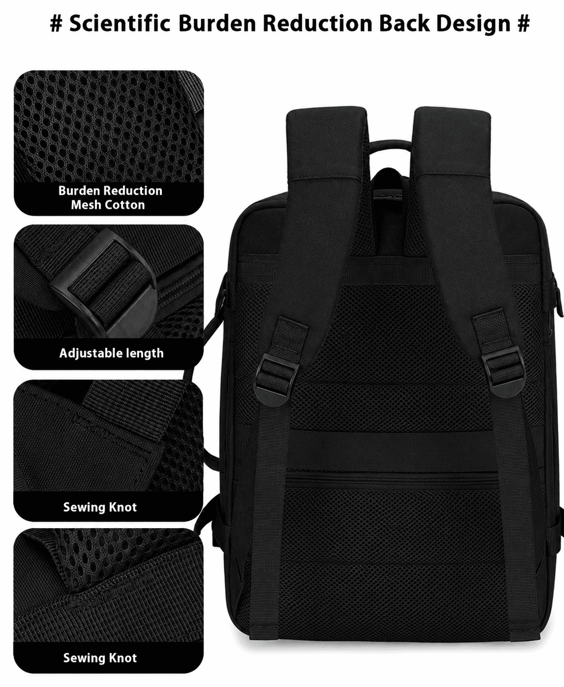 MOCHILA VIAJERA CABINERA 40X30X20CM MEDIDAS EUROPEAS EQUIPAJE DE MANO EXPANDIBLE - 5