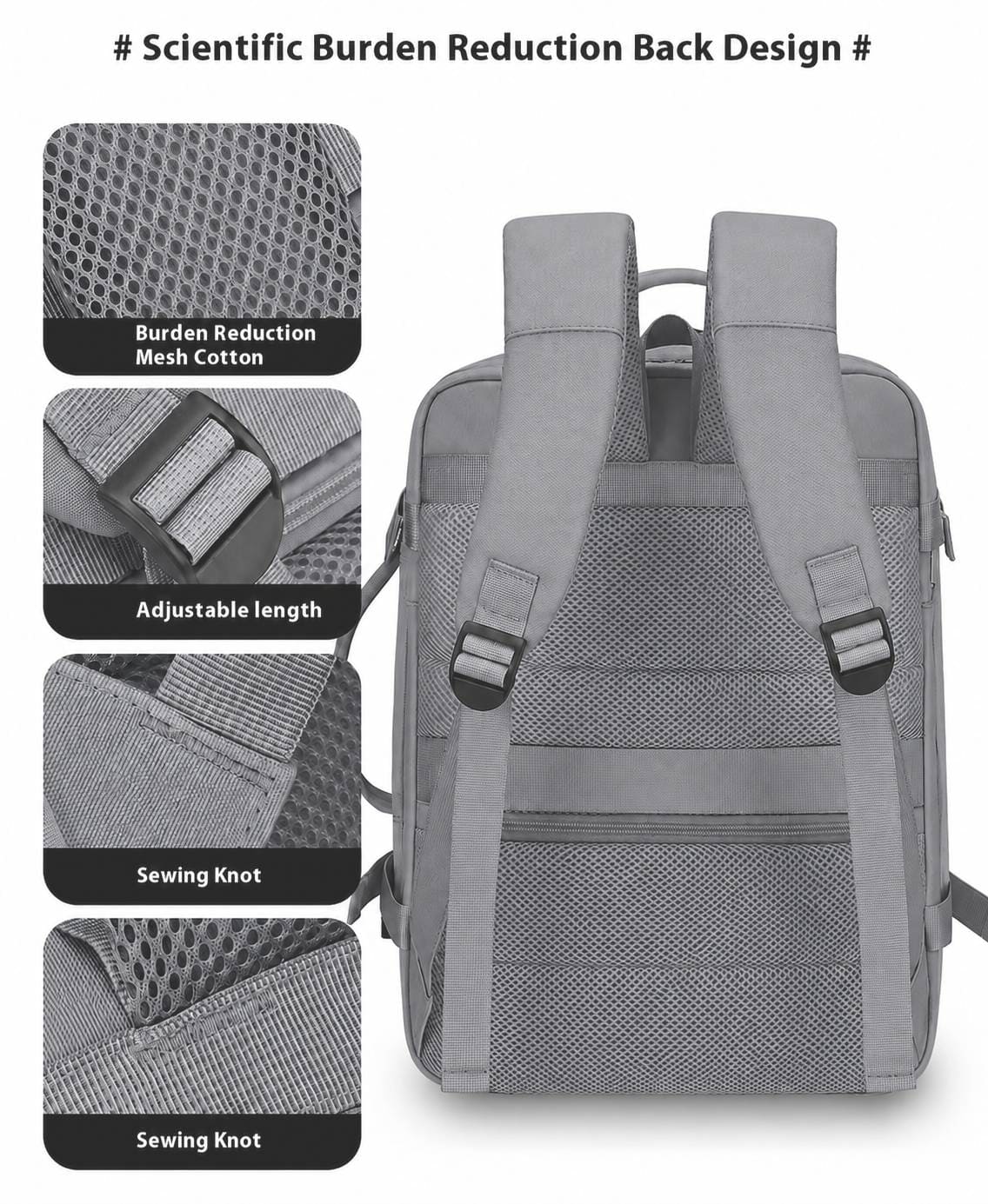 MOCHILA VIAJERA CABINERA 40X30X20CM MEDIDAS EUROPEAS EQUIPAJE DE MANO EXPANDIBLE - 5